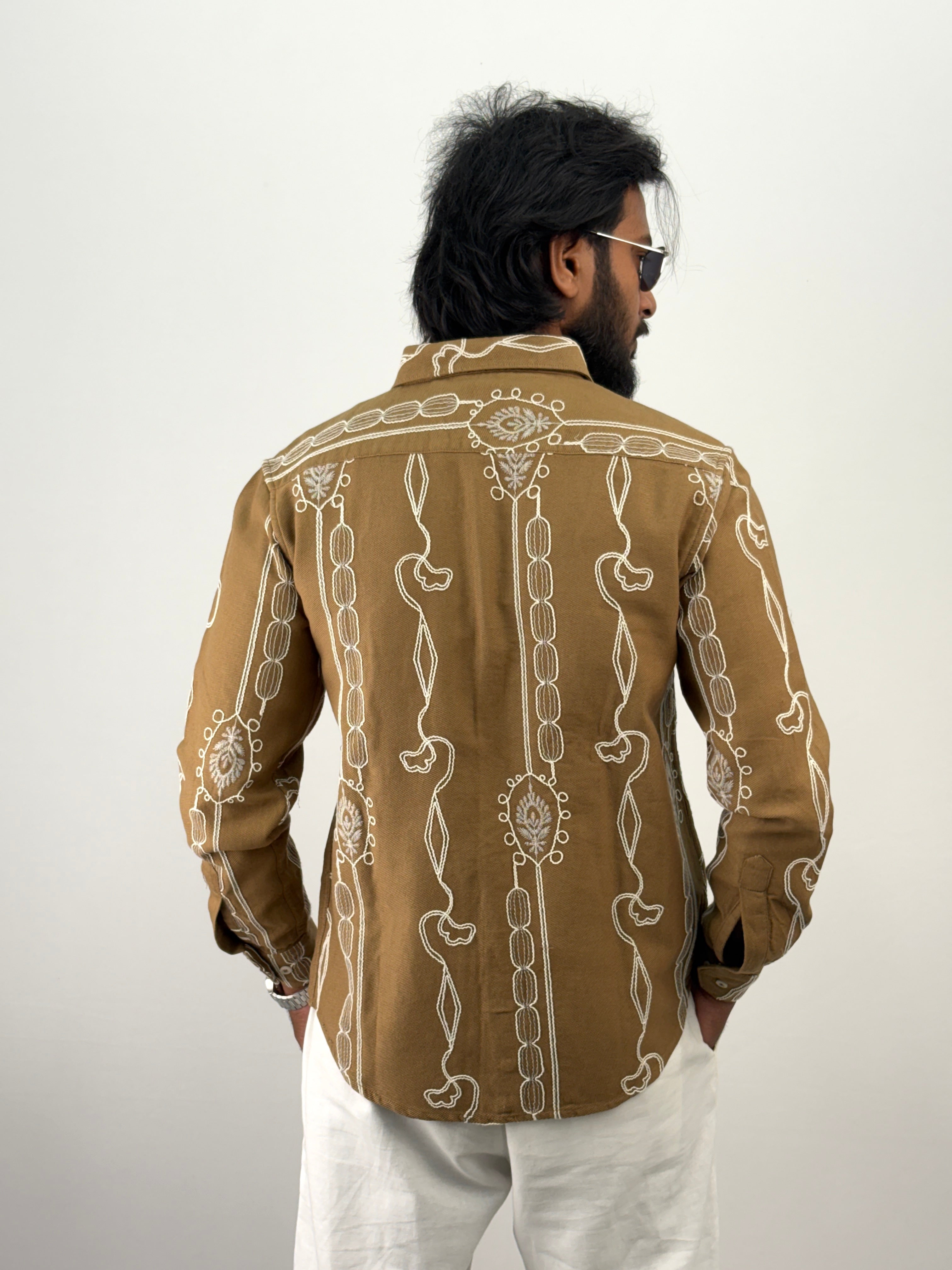 Mustard Embroidery Shirt