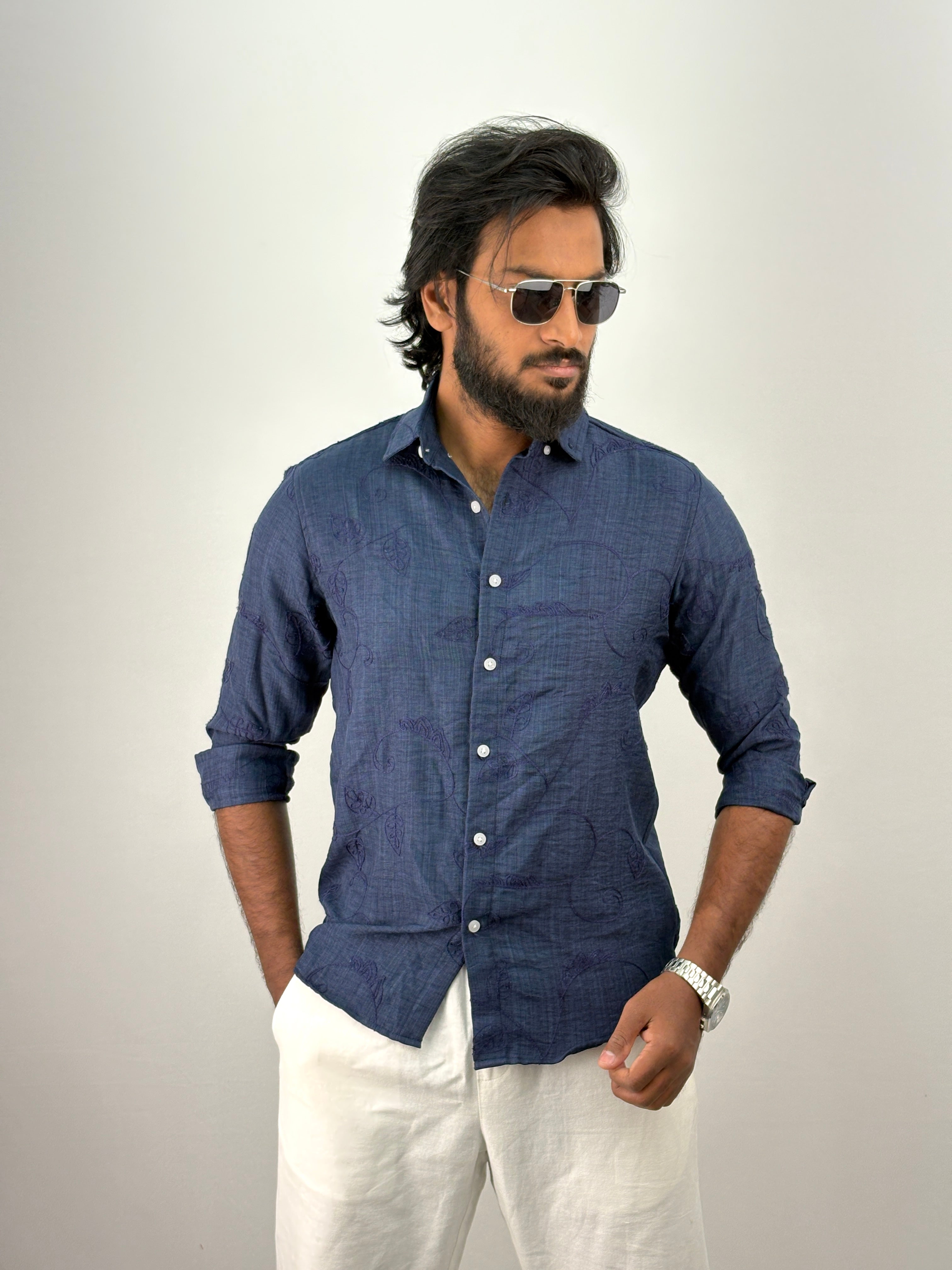 Navy Embroidery Shirt