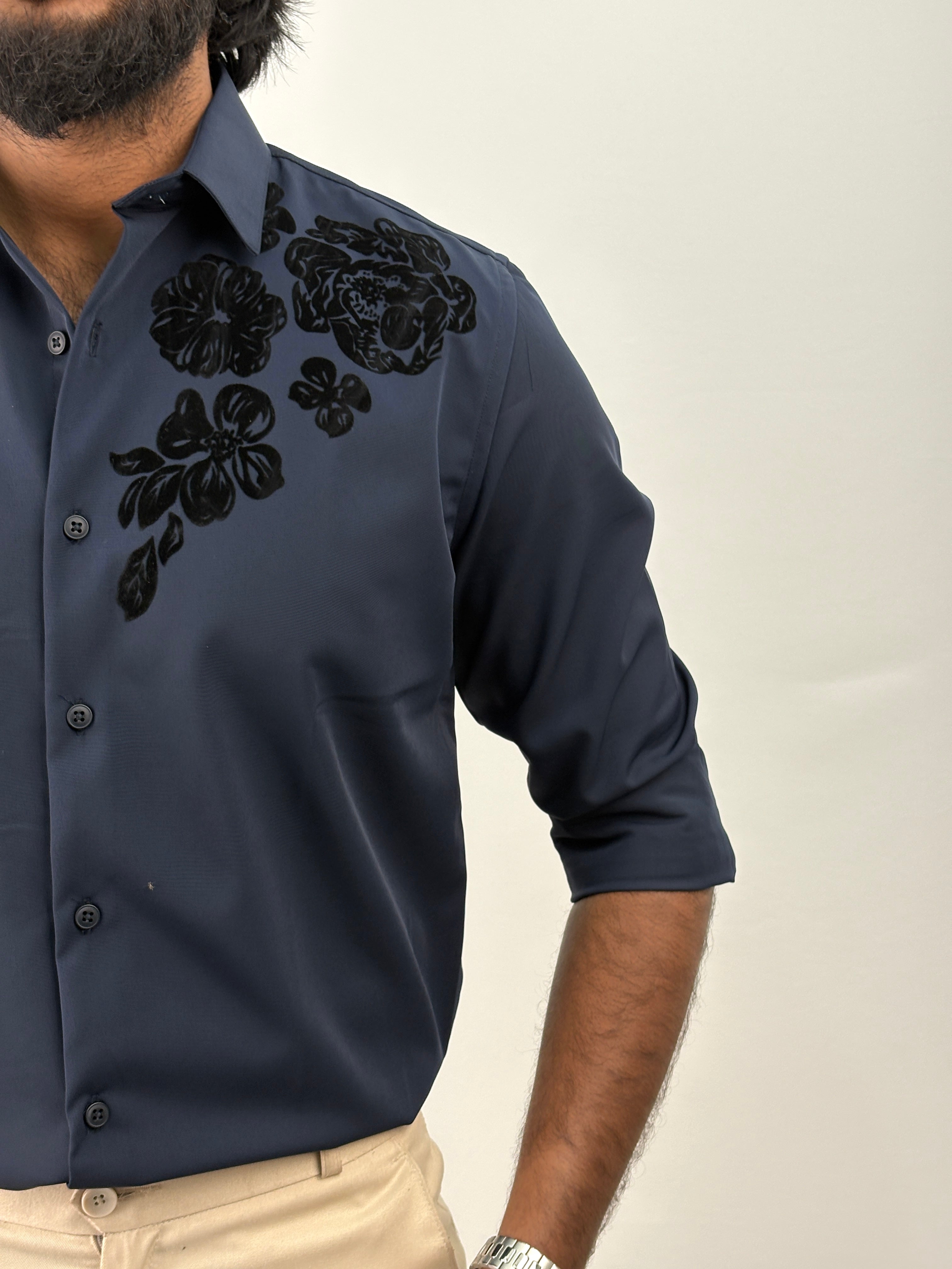 Navy Flock IMP Printed Shirt