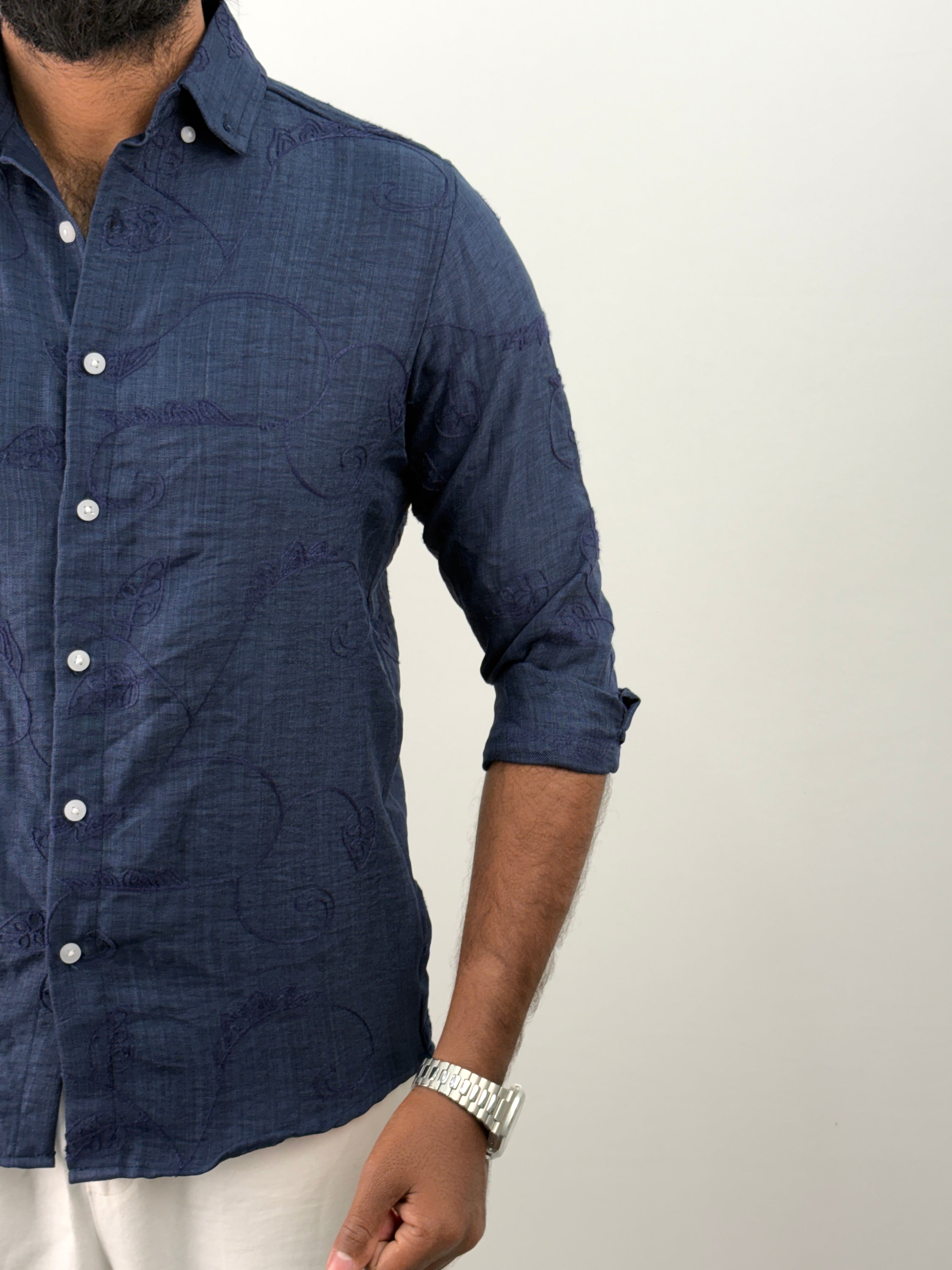 Navy Embroidery Shirt