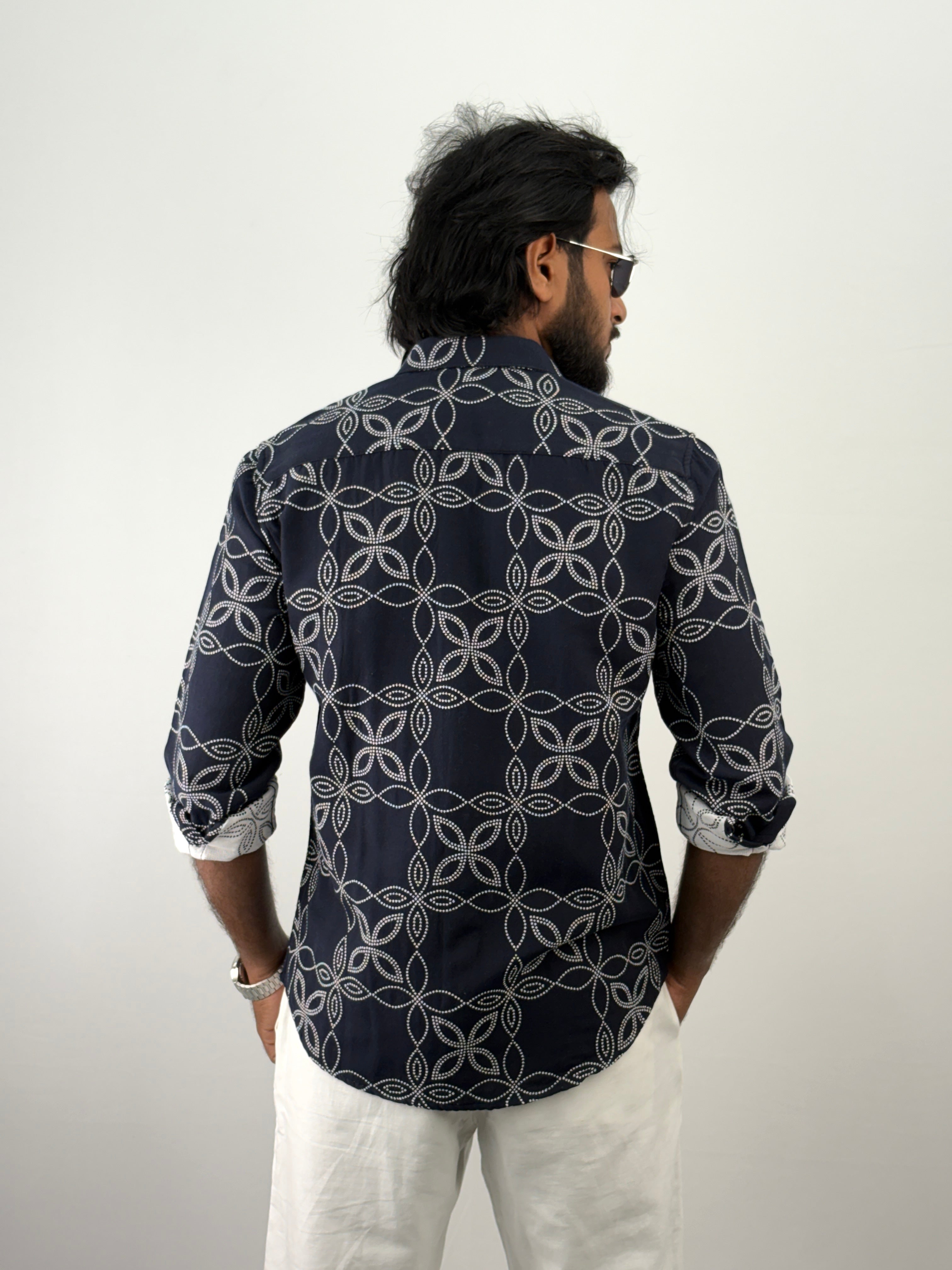 Navy Jacquard Shirt
