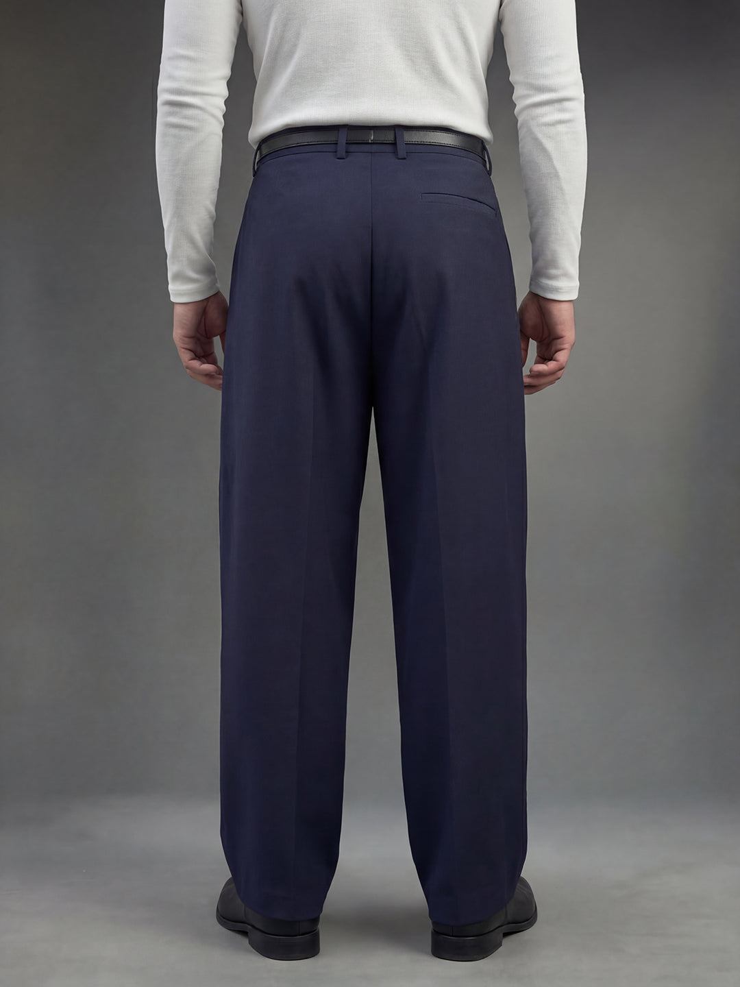 Navy Pleated Korean Trousers