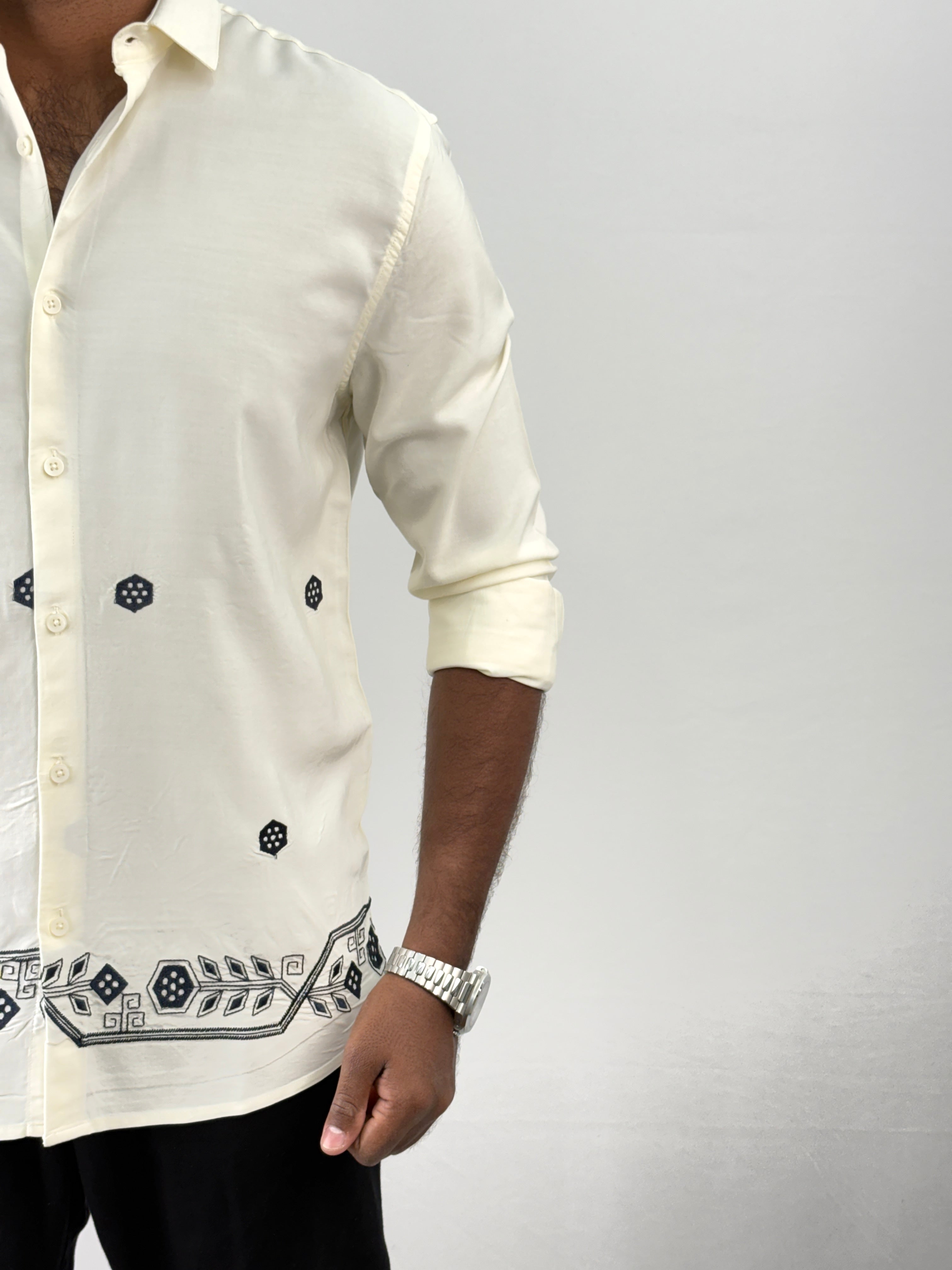 Off White Embroidery Shirt