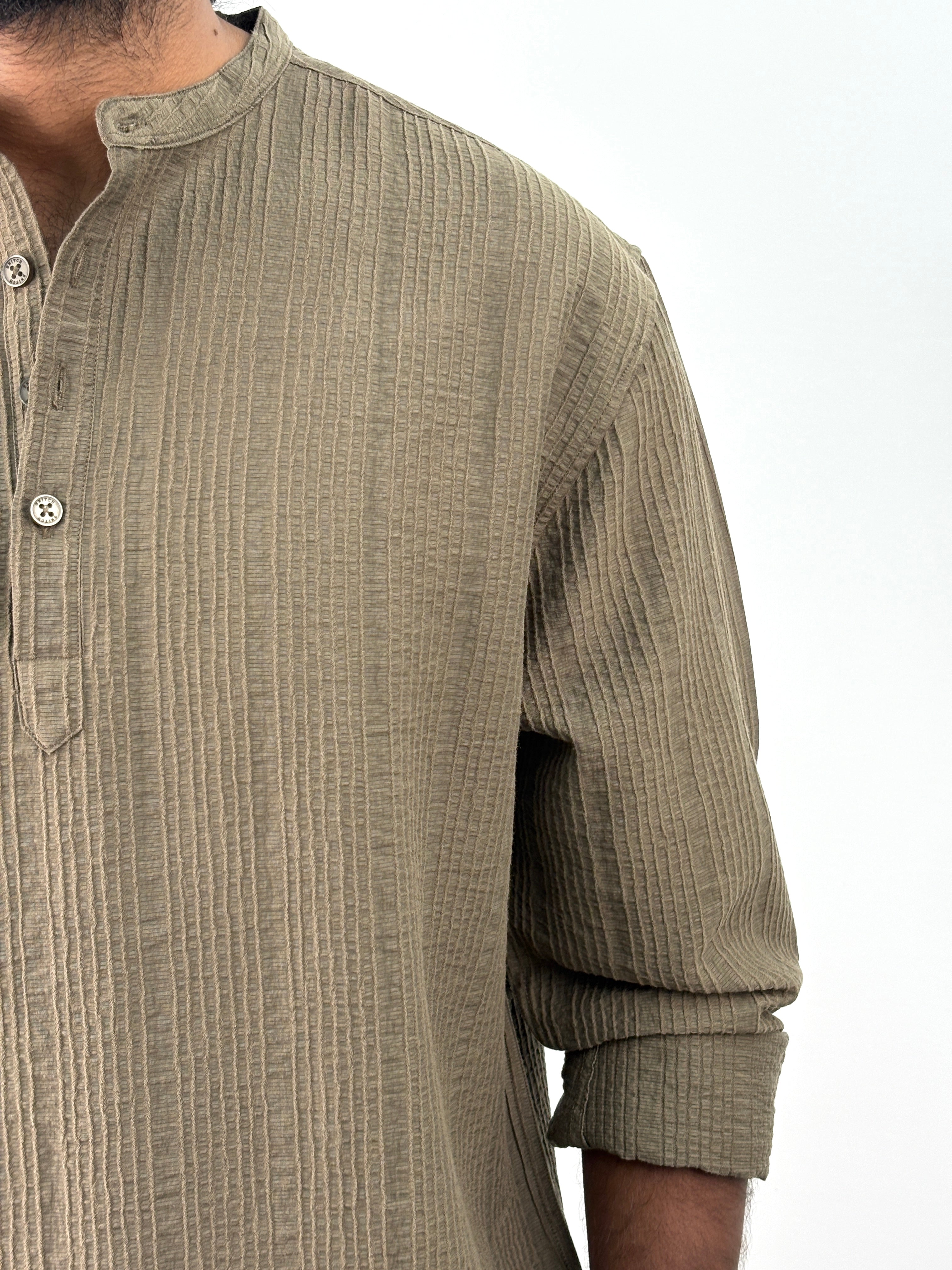 Olive Textured Short Kurta