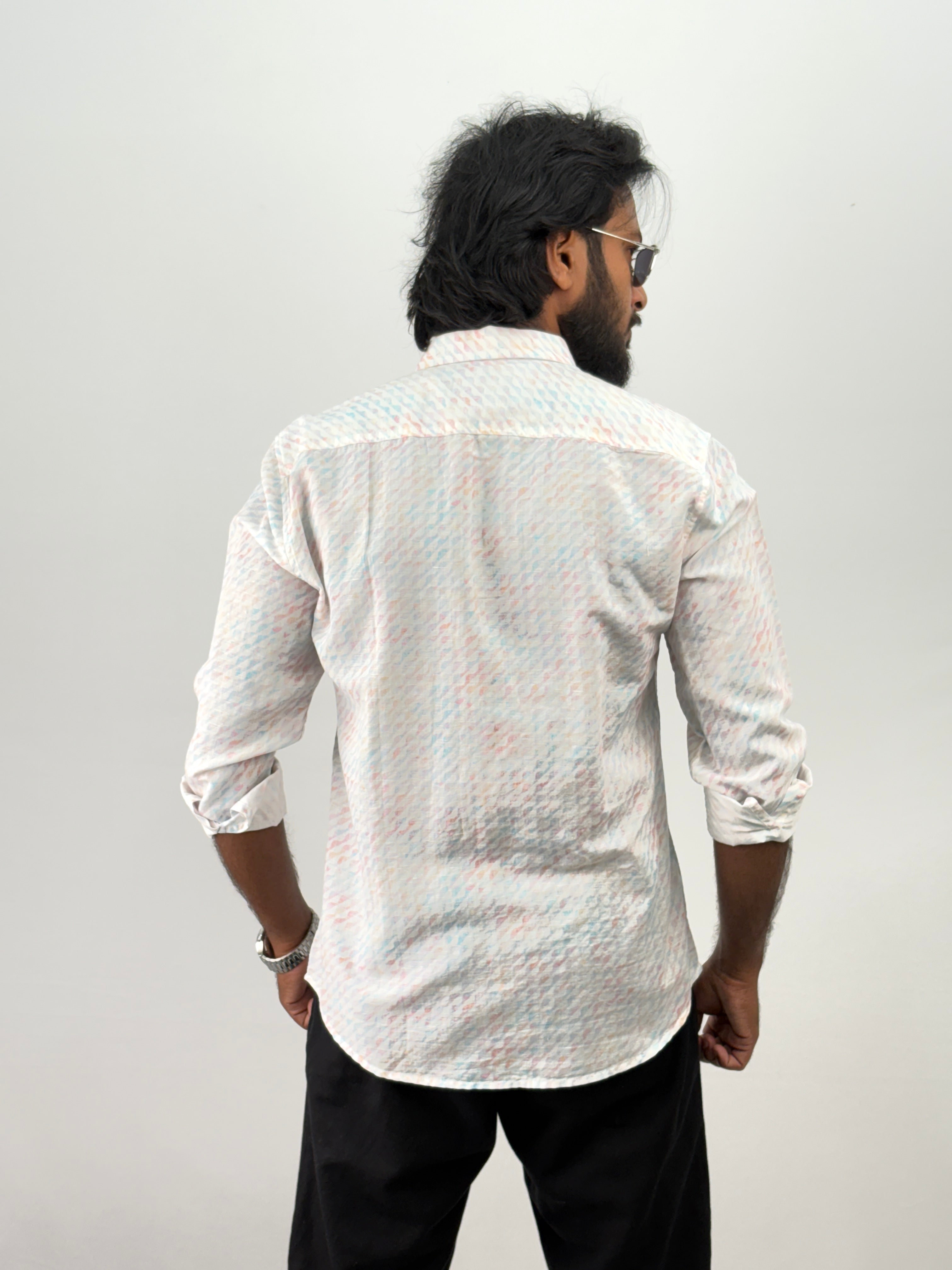 Peach Linen Printed Shirt