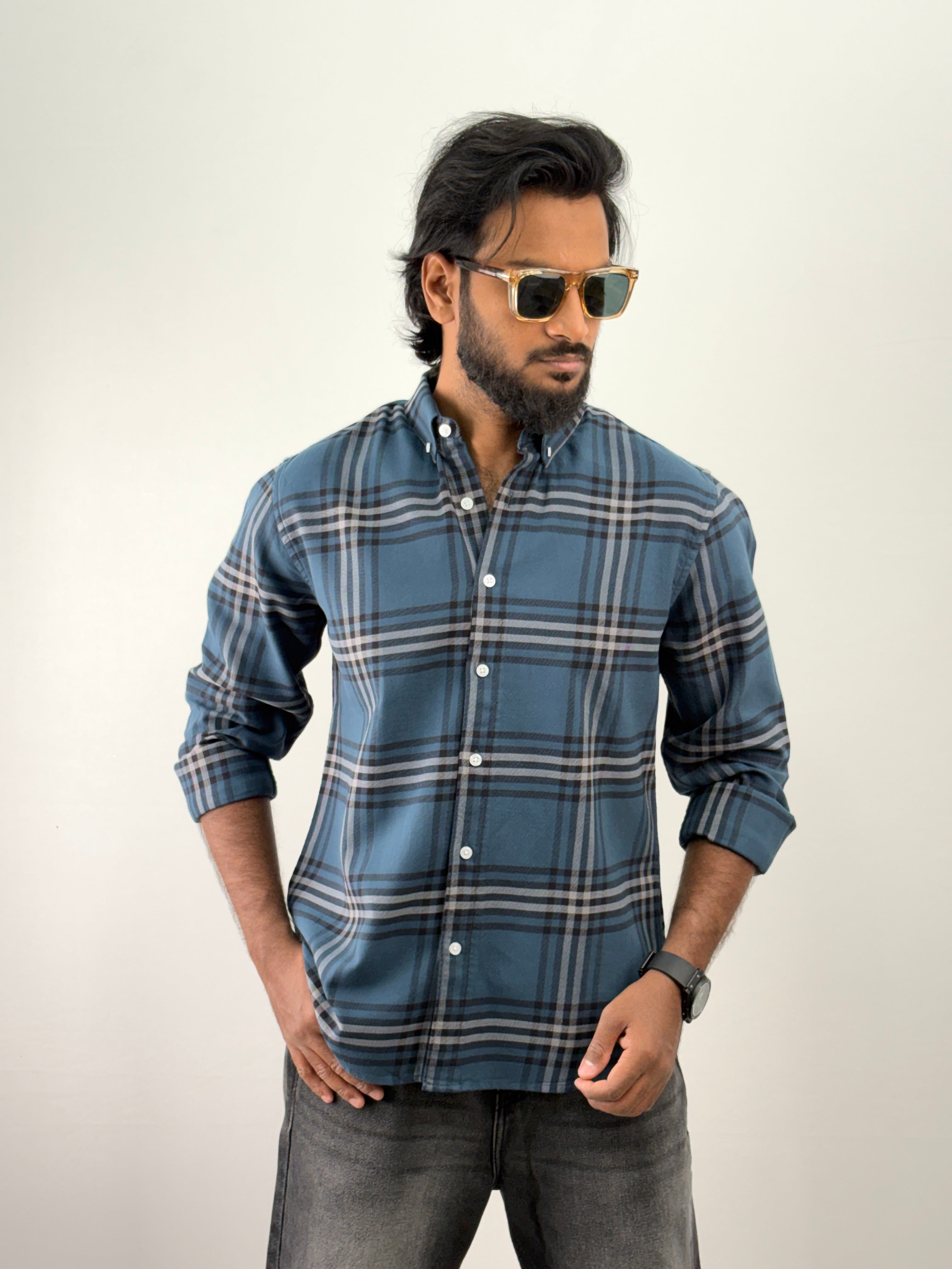 Peacock Elbow Patch Flannel Shirt
