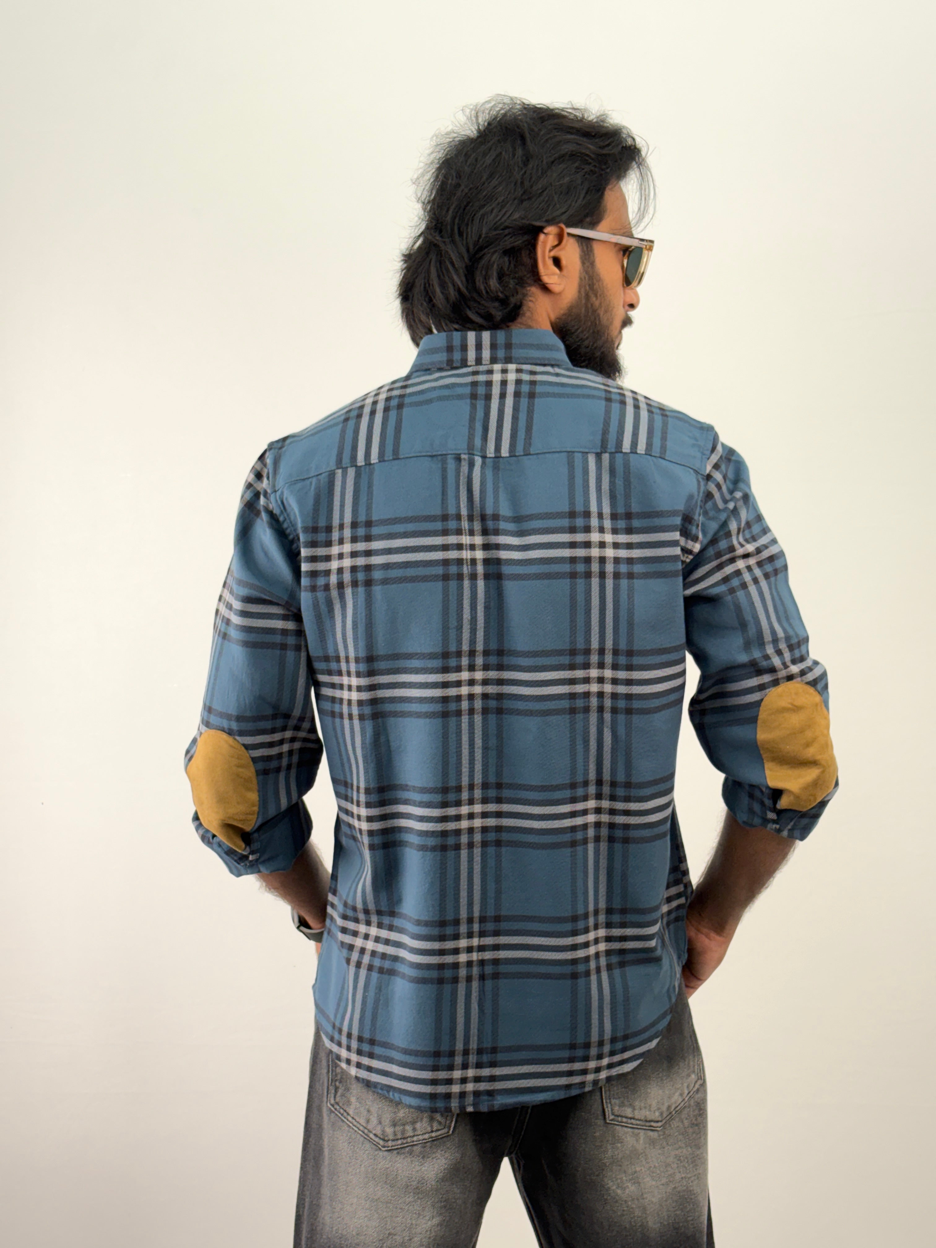 Peacock Elbow Patch Flannel Shirt