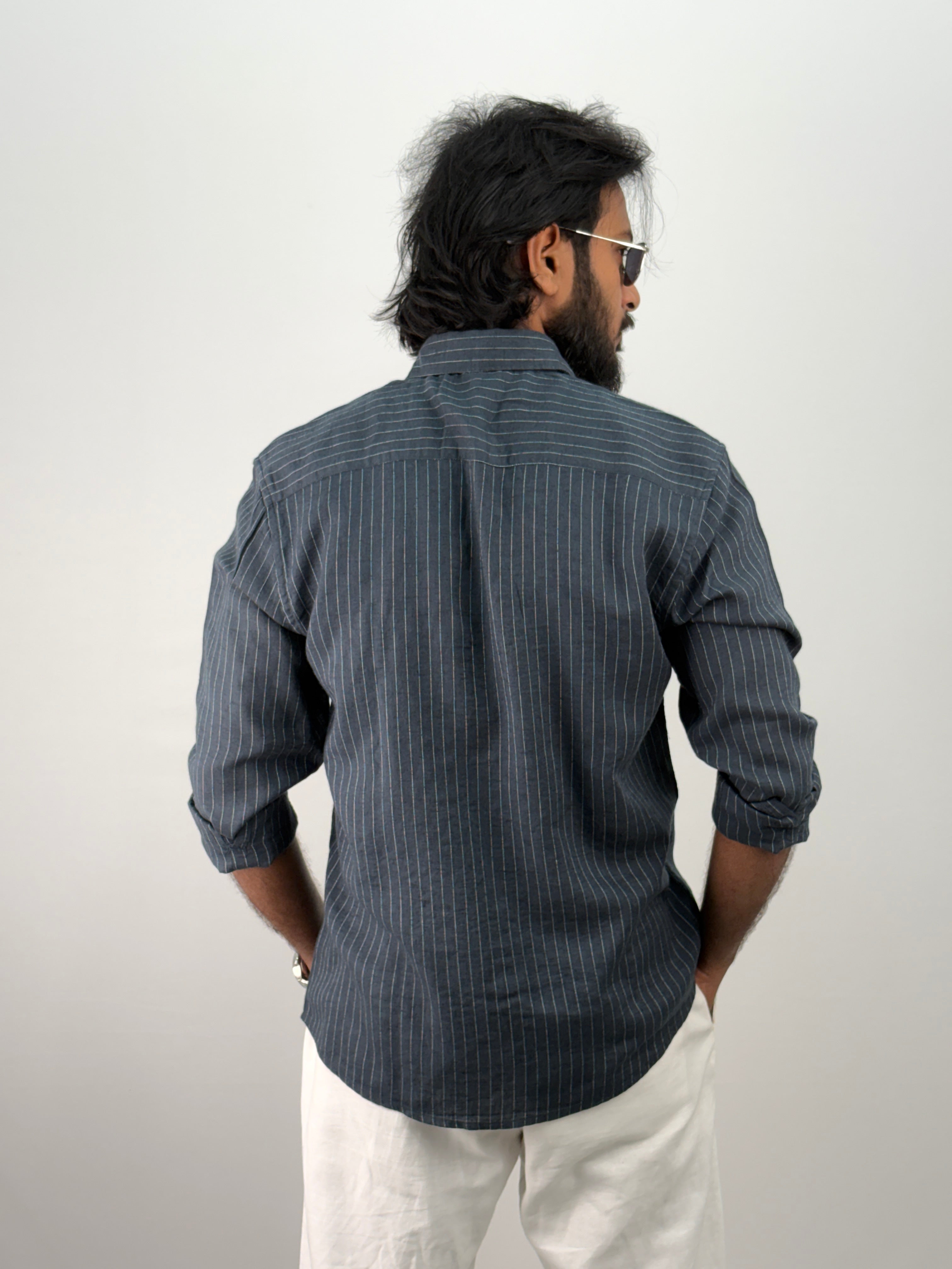Peacock Linen Stripe Shirt 1