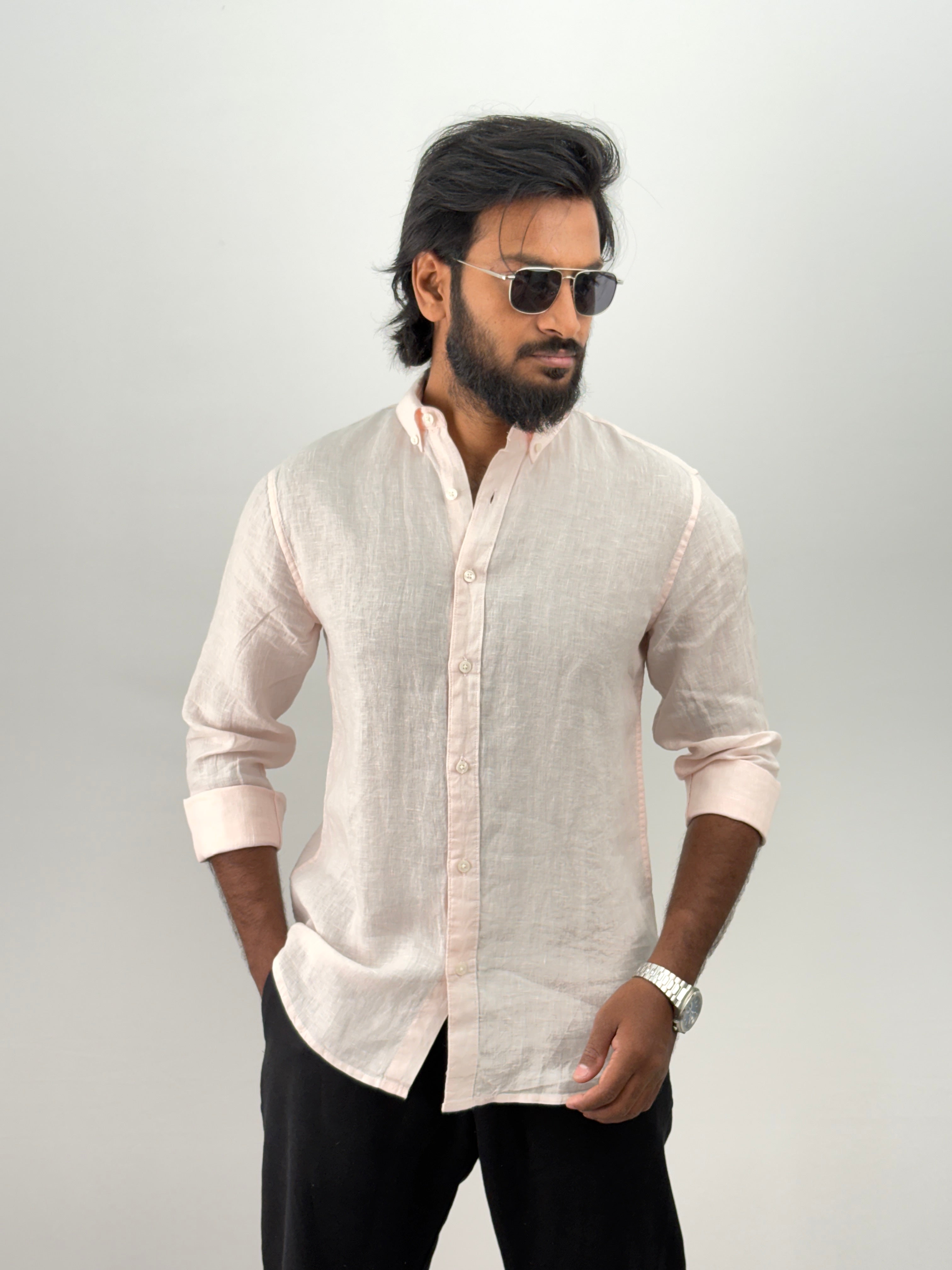 Pink pure Linen Shirt 2