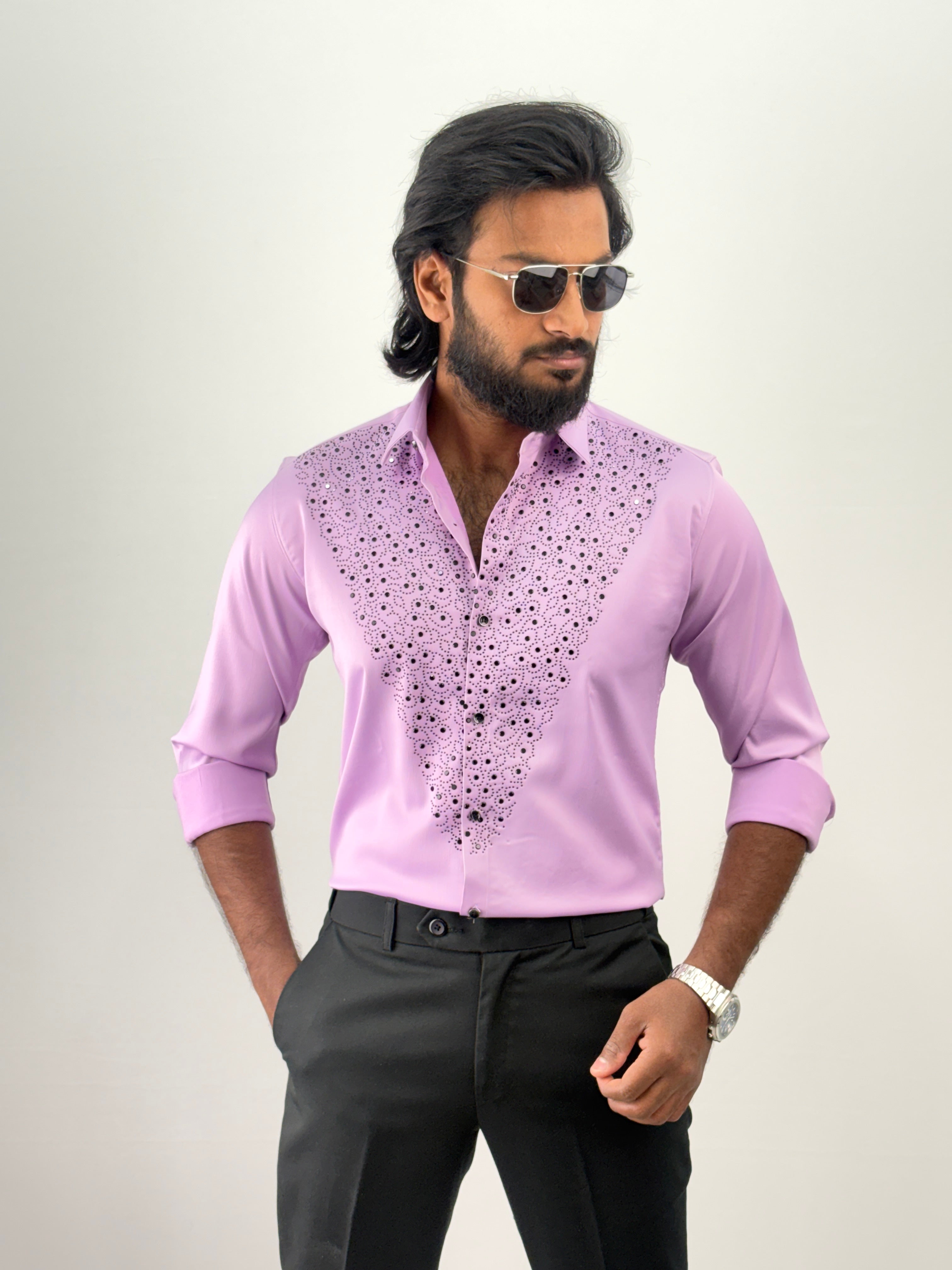 Pink Designer Stone Work Shirt 9
