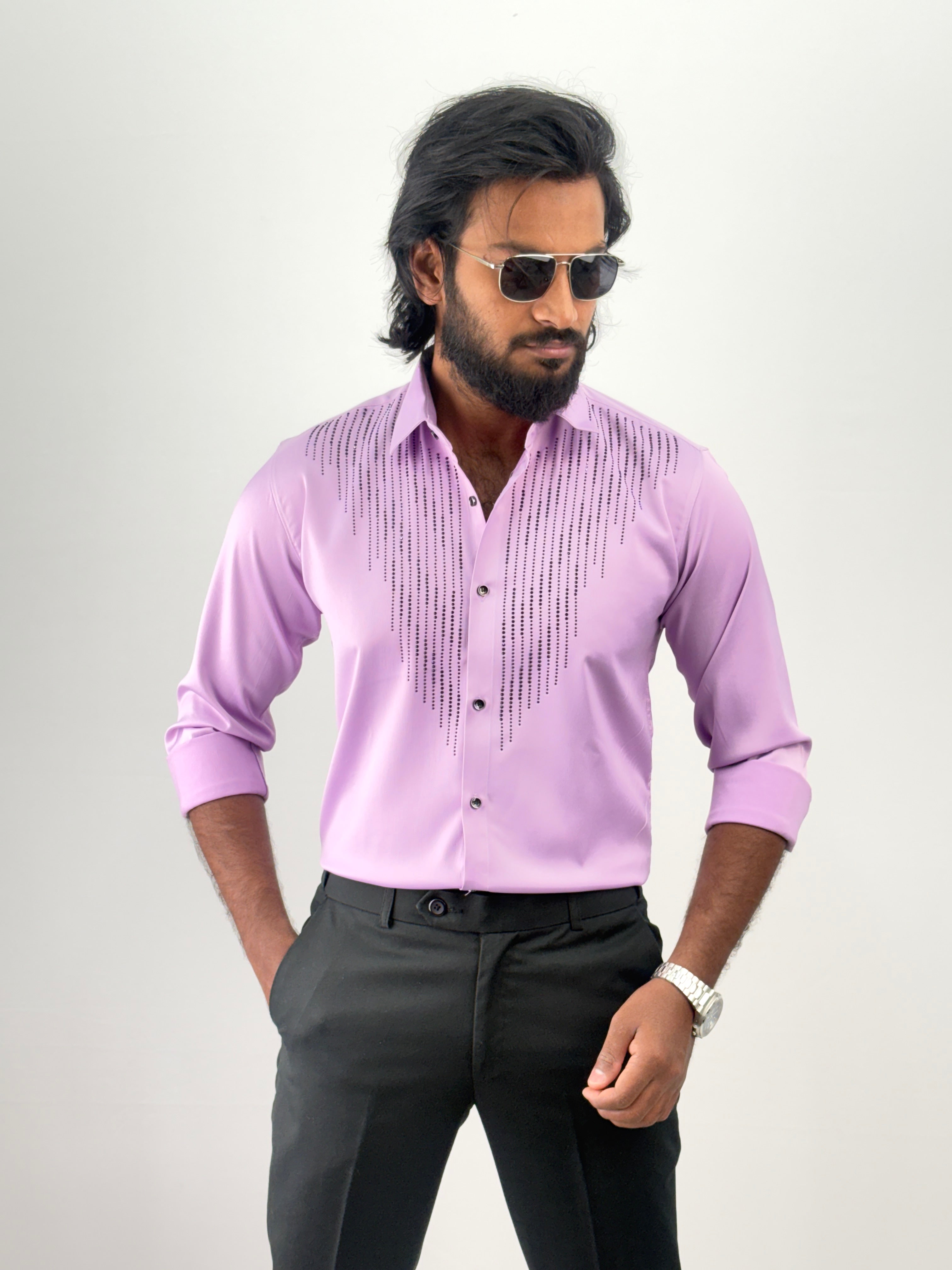 Pink Designer Stone Work Shirt 10