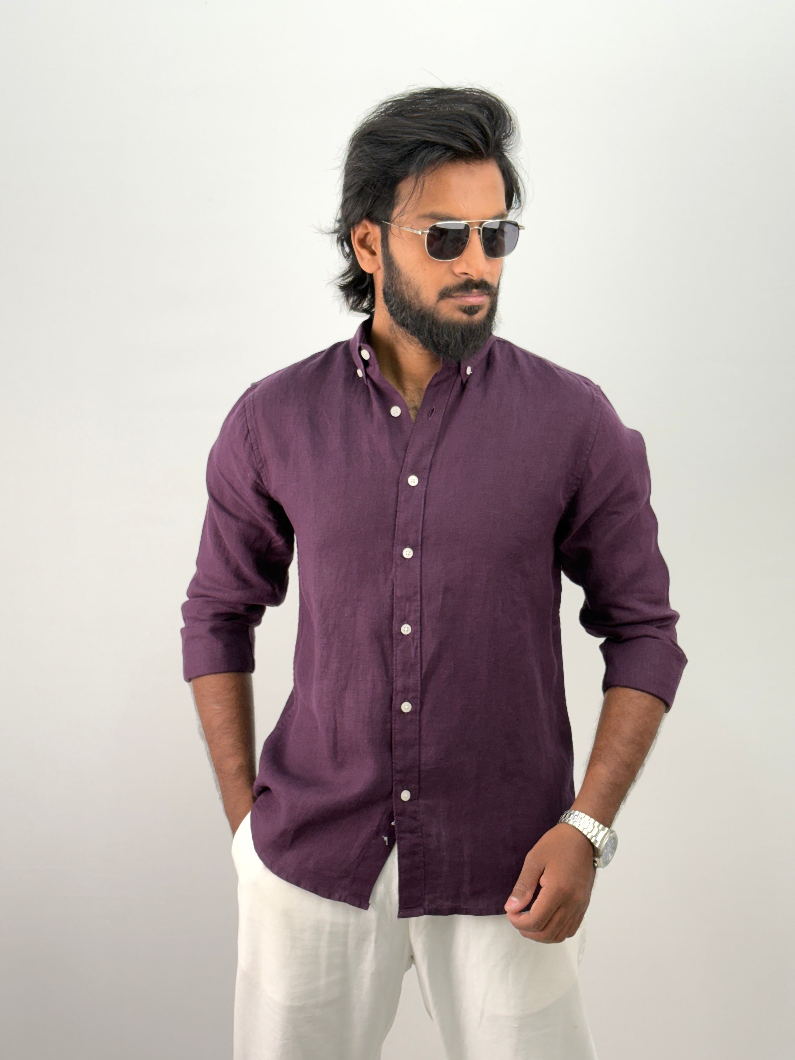 Purple pure Linen Shirt 2