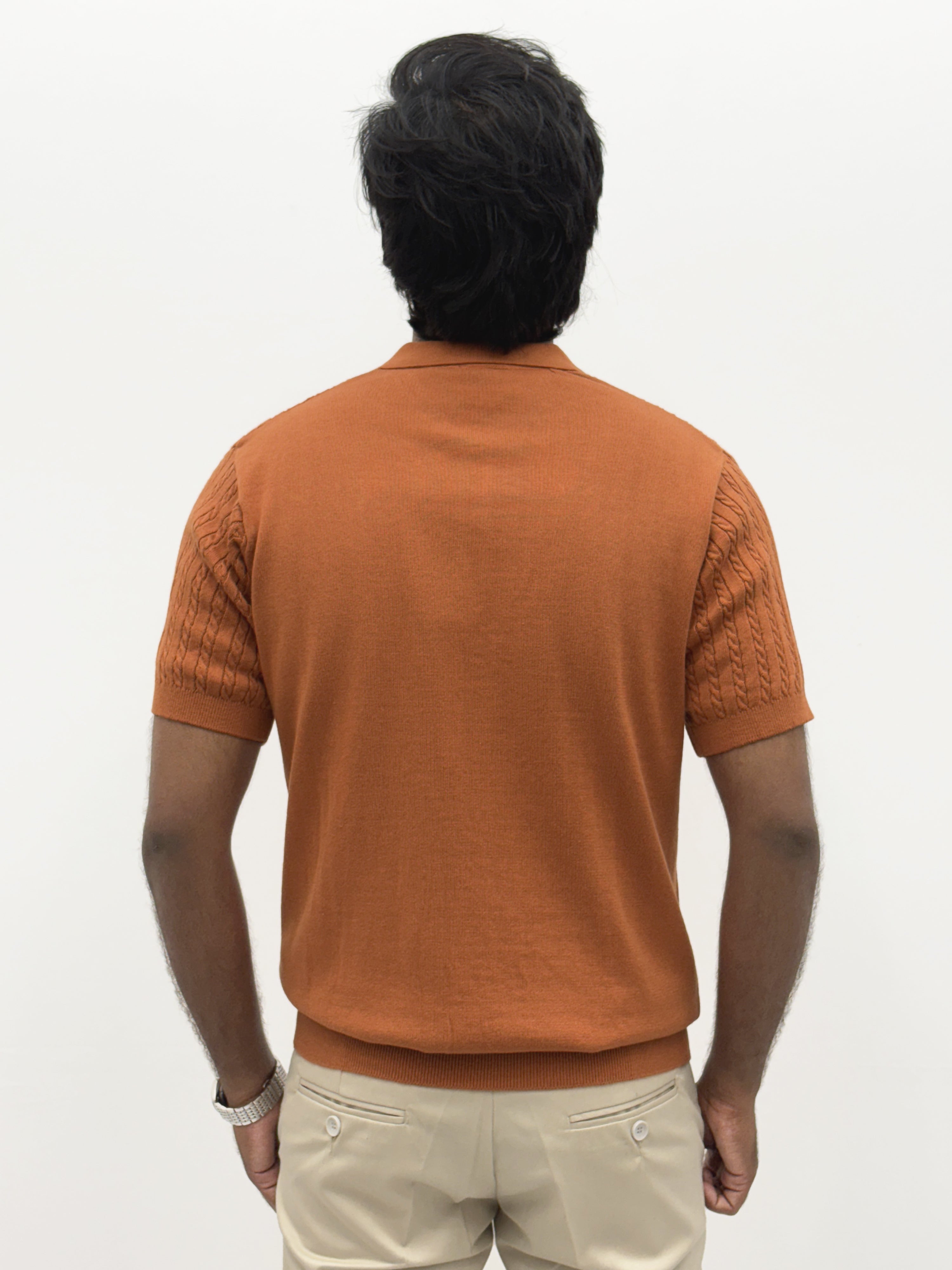 Rust Textured Polo T-Shirt