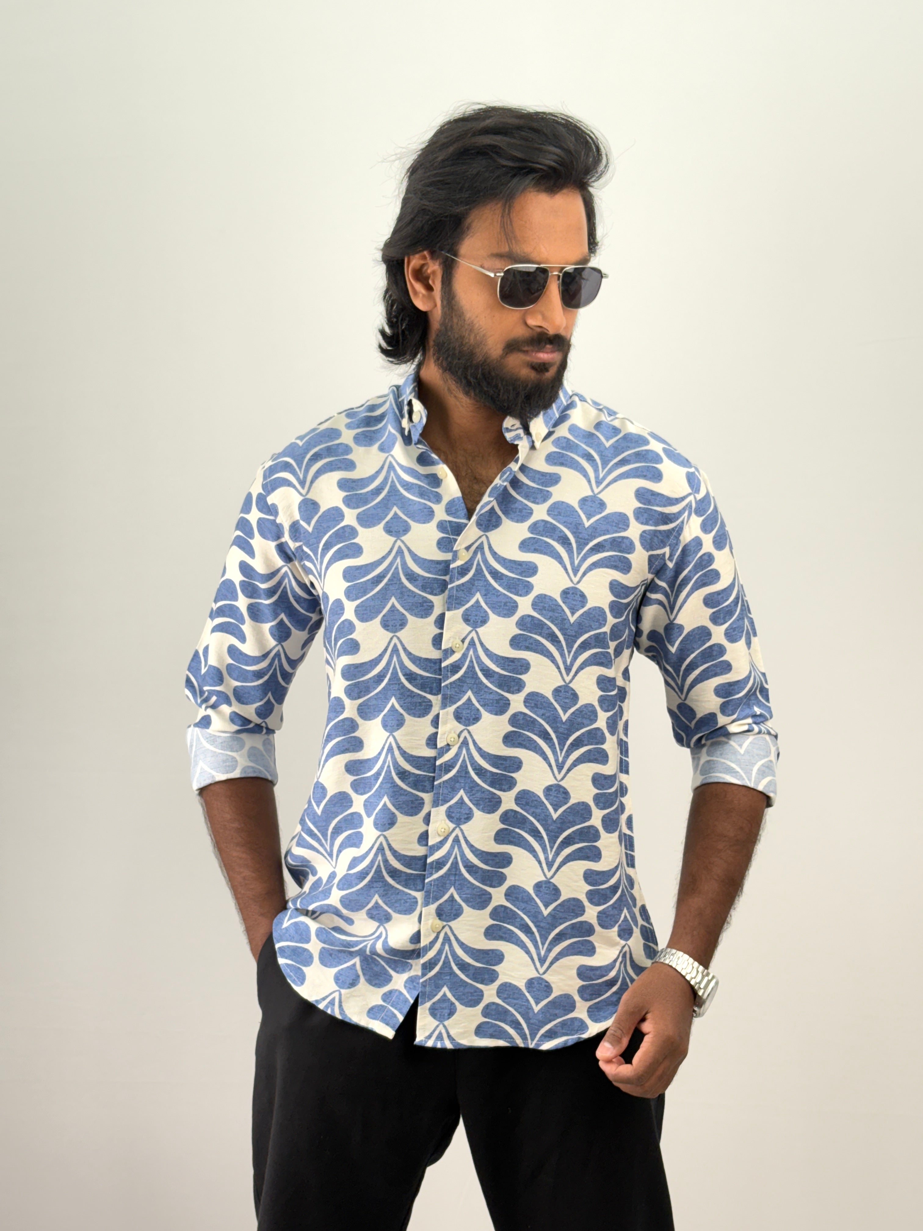 Royal Blue Printed Shirt