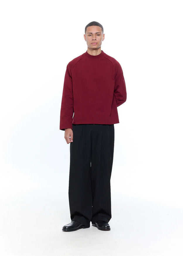 Wine Cropped Raglan Tee