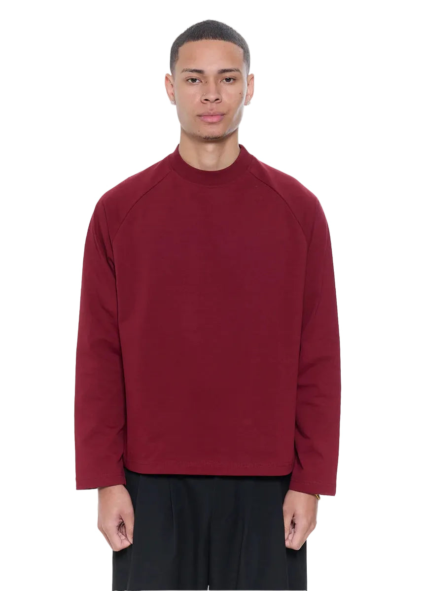 Wine Cropped Raglan Tee