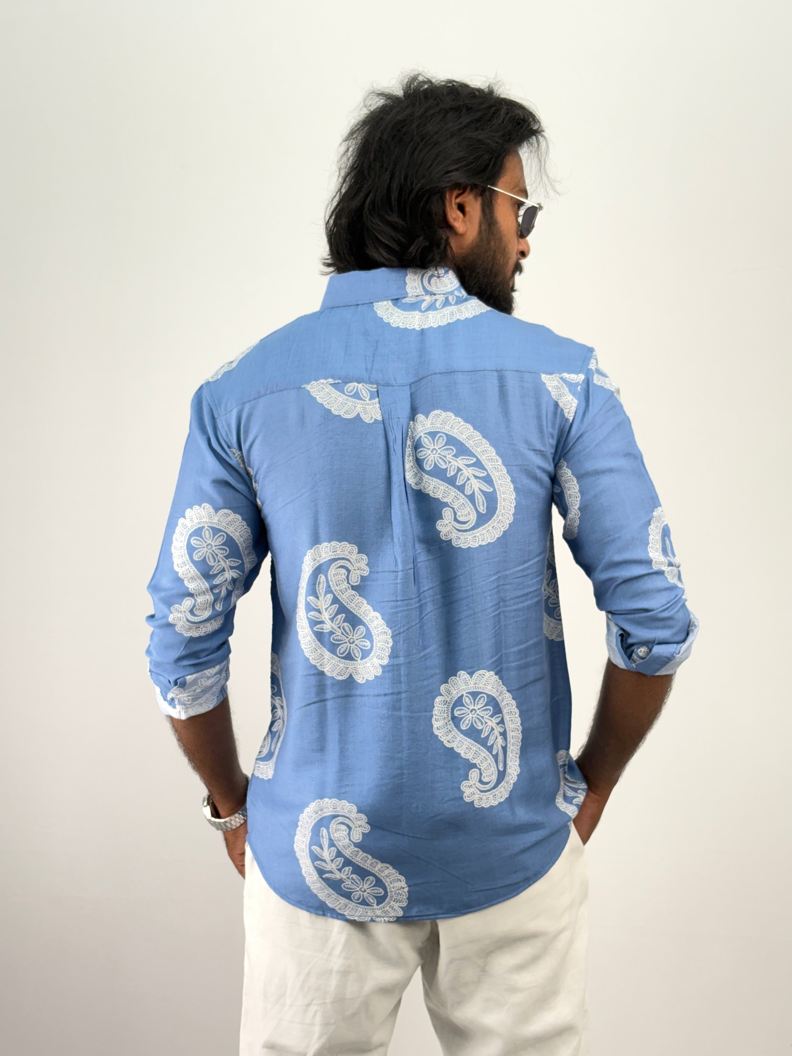 Sky Blue Printed Shirt