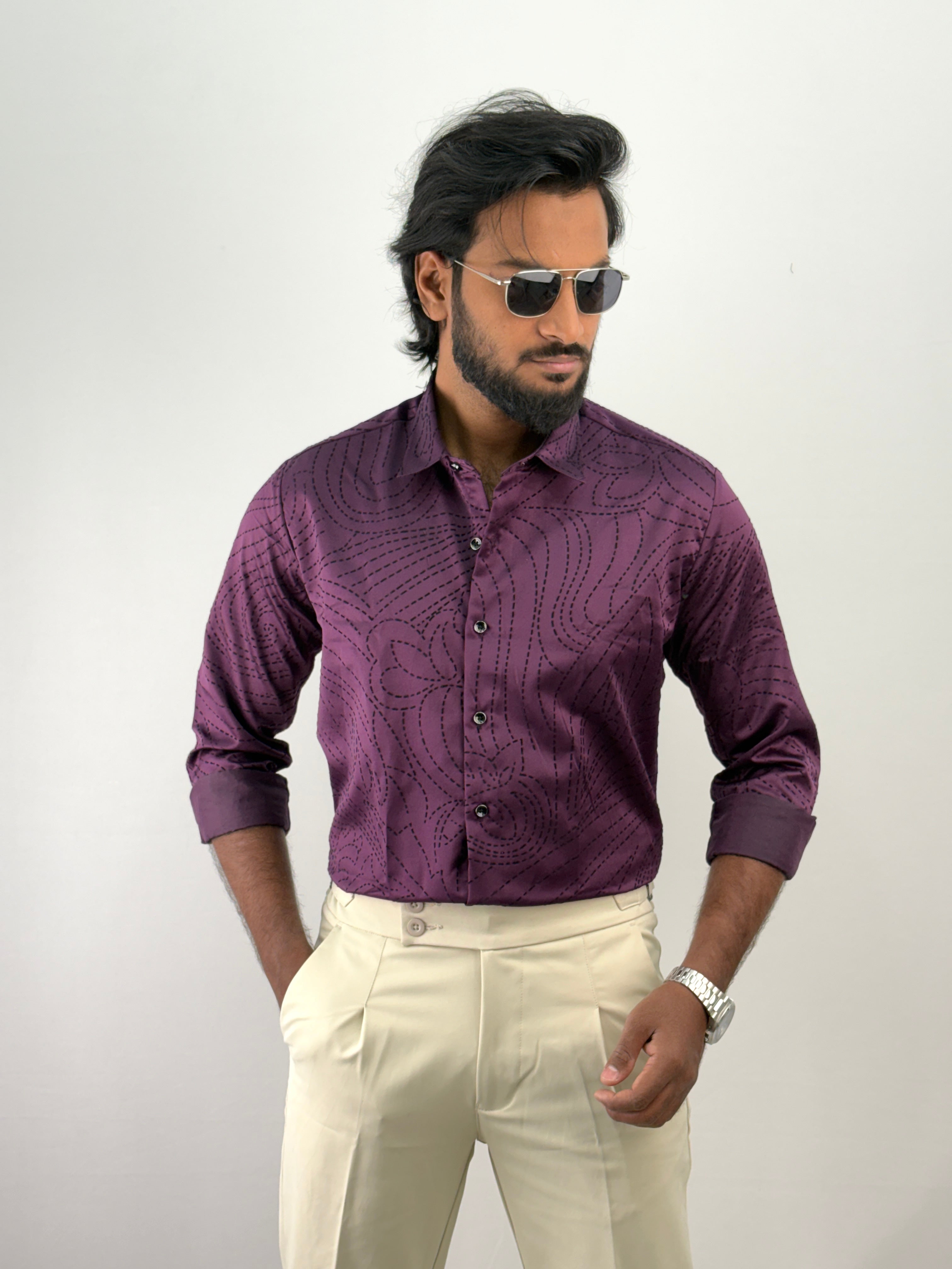 Violet Flock Printed Shirt 3