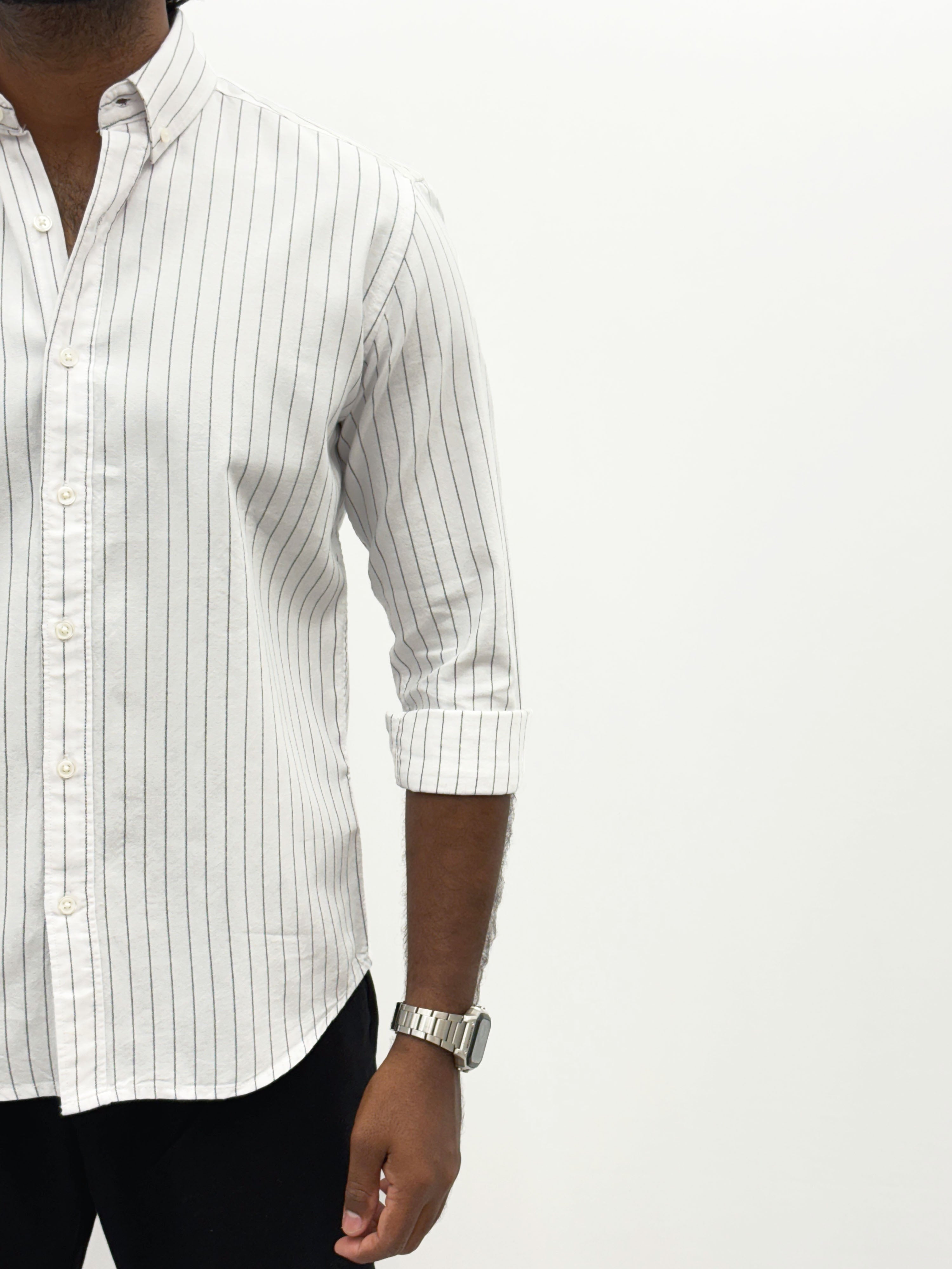 White Black Oxford Stripe Shirt