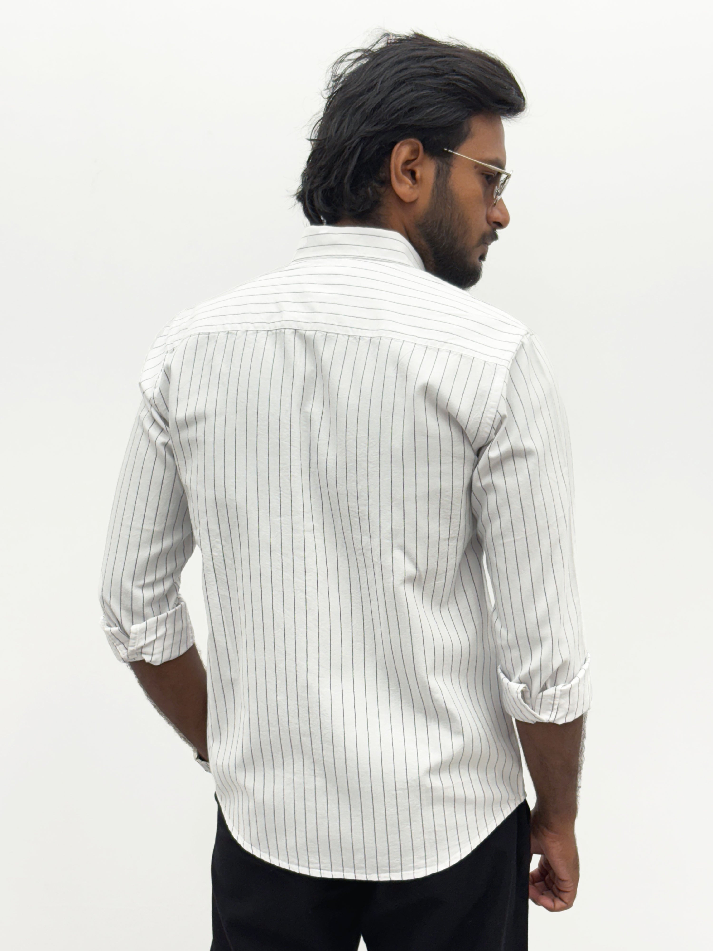 White Black Oxford Stripe Shirt