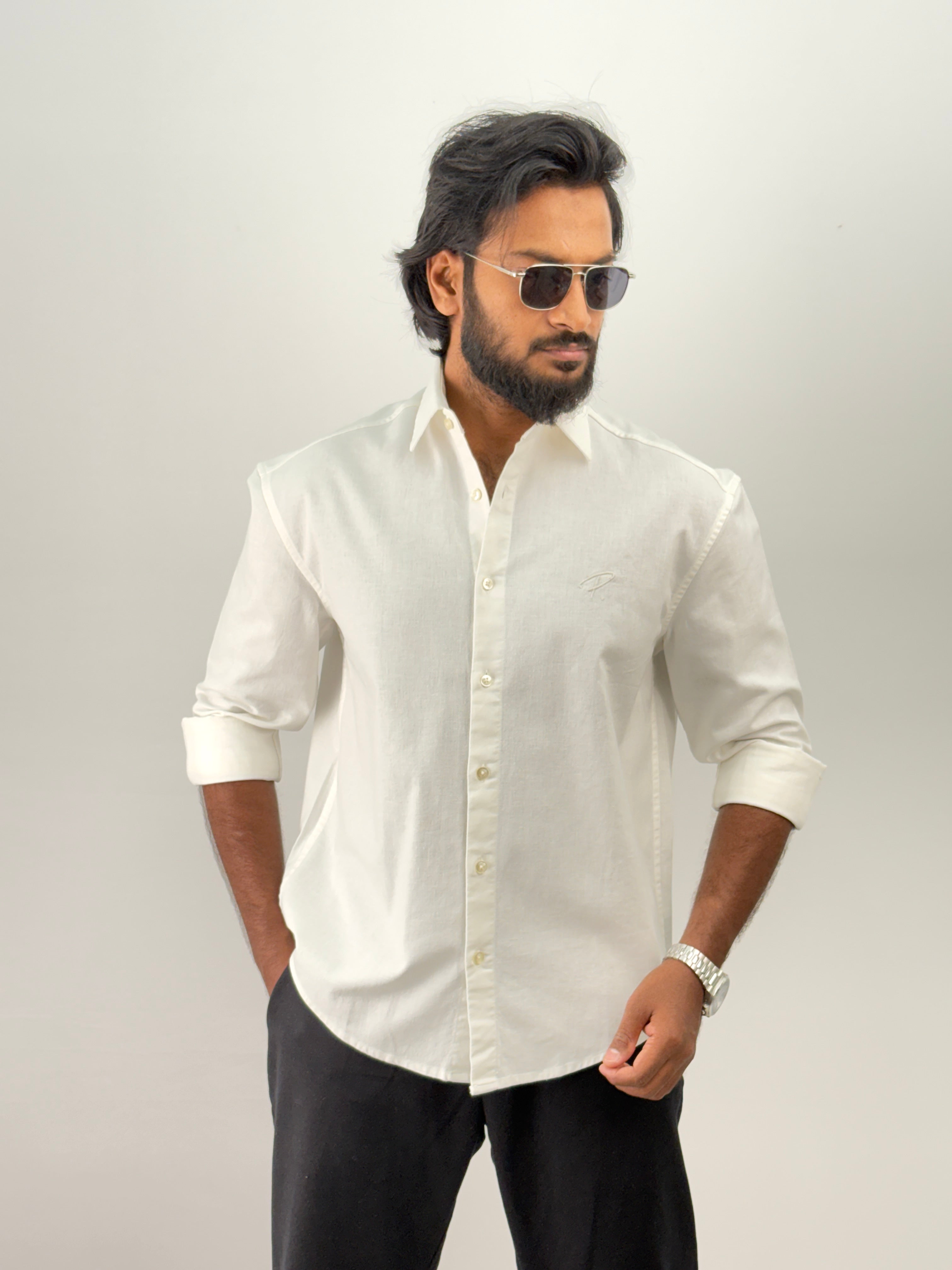 White Back Embroidery Shirt