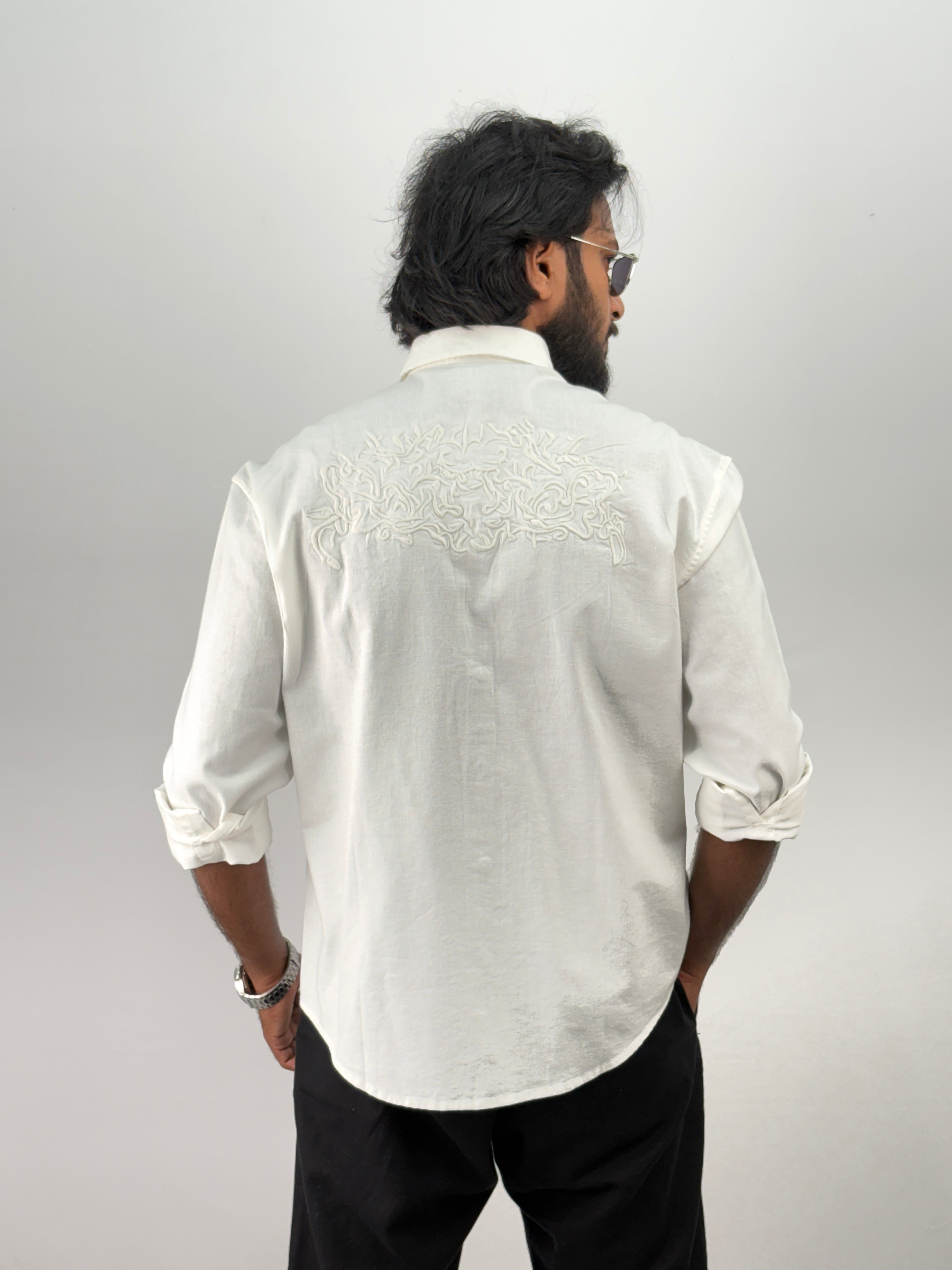 White Back Embroidery Shirt