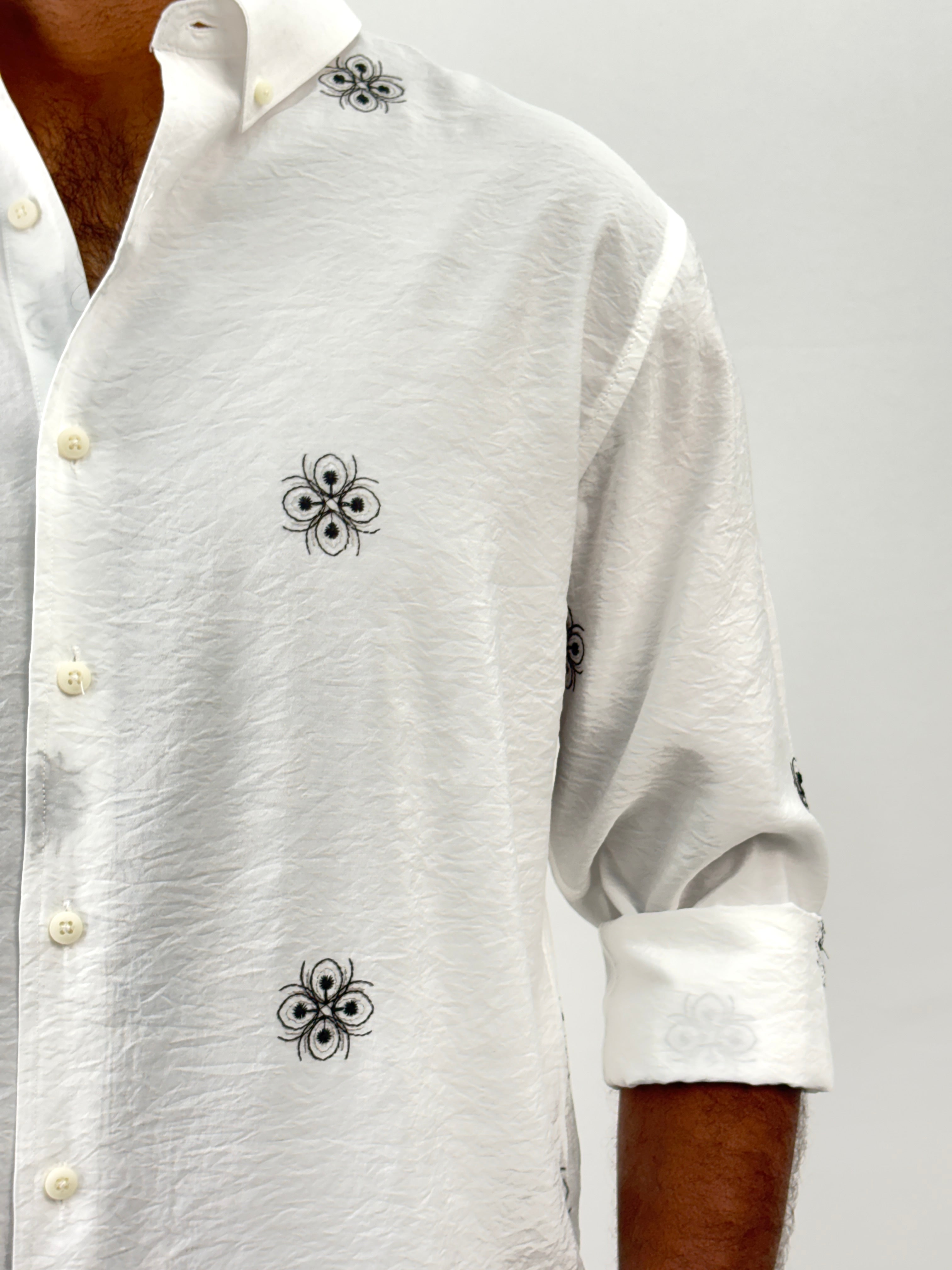 White Black Embroidery Shirt