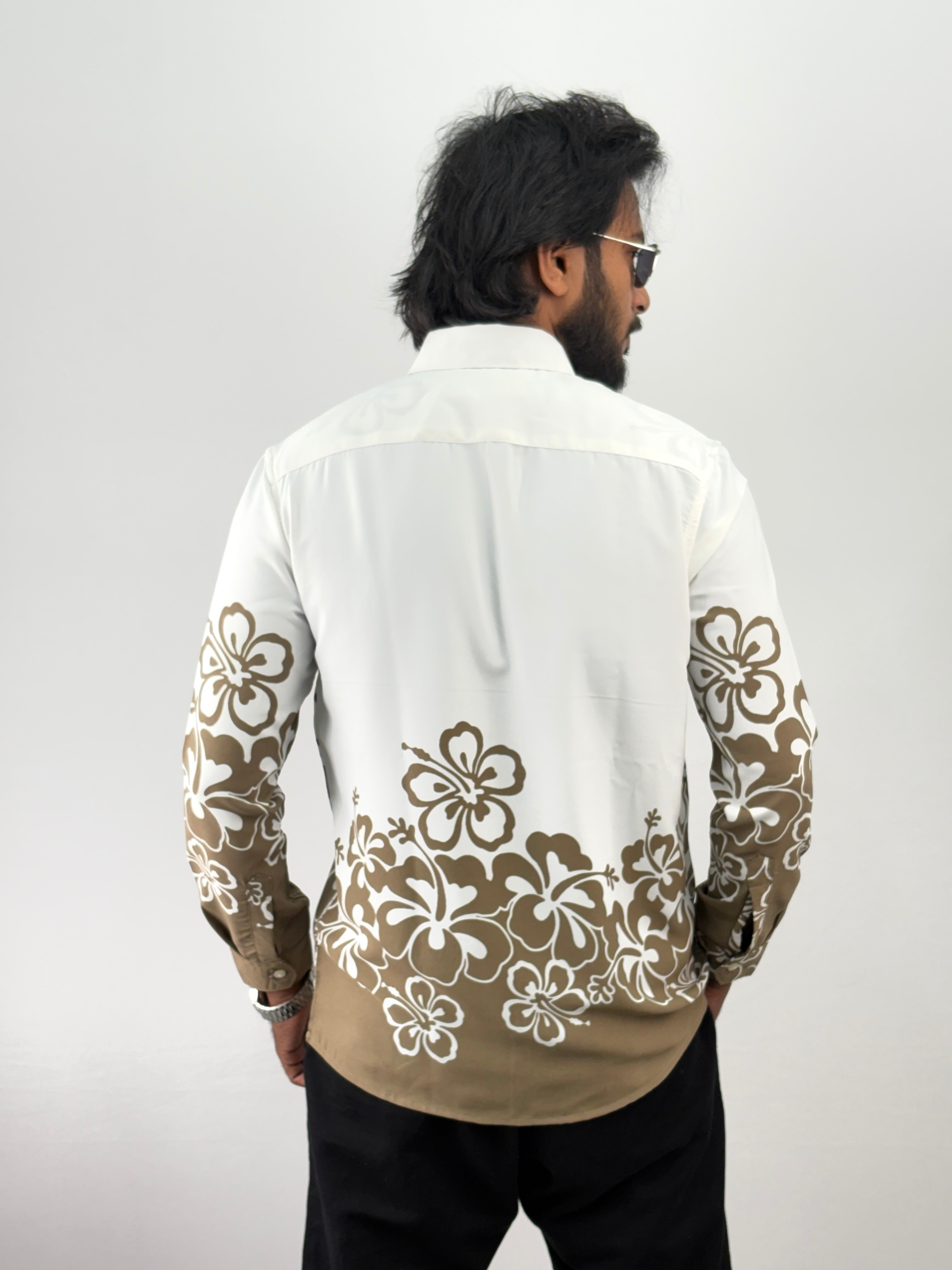 White Brown Printed Shirt