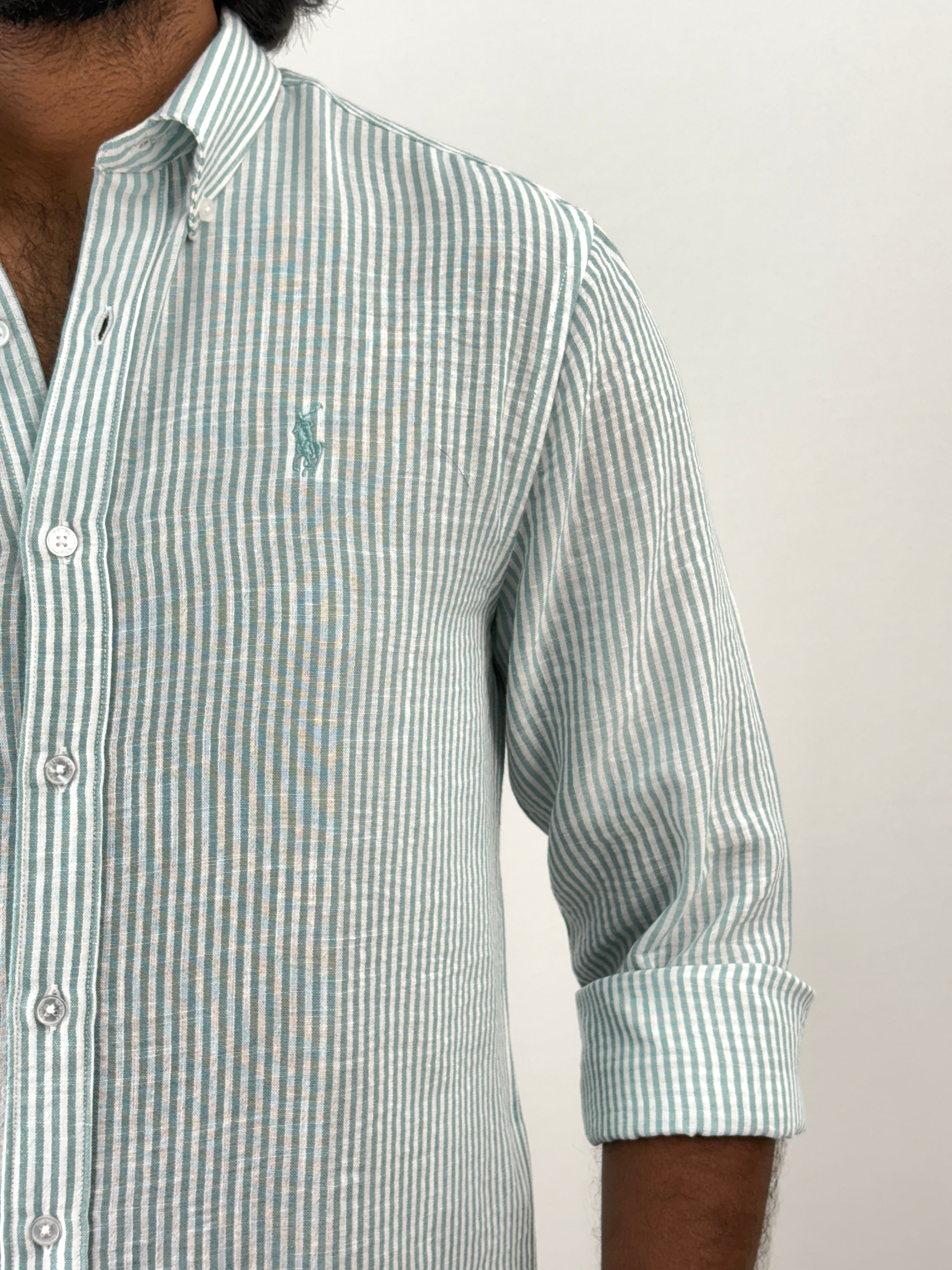 Aqua Linen Stripe Shirt