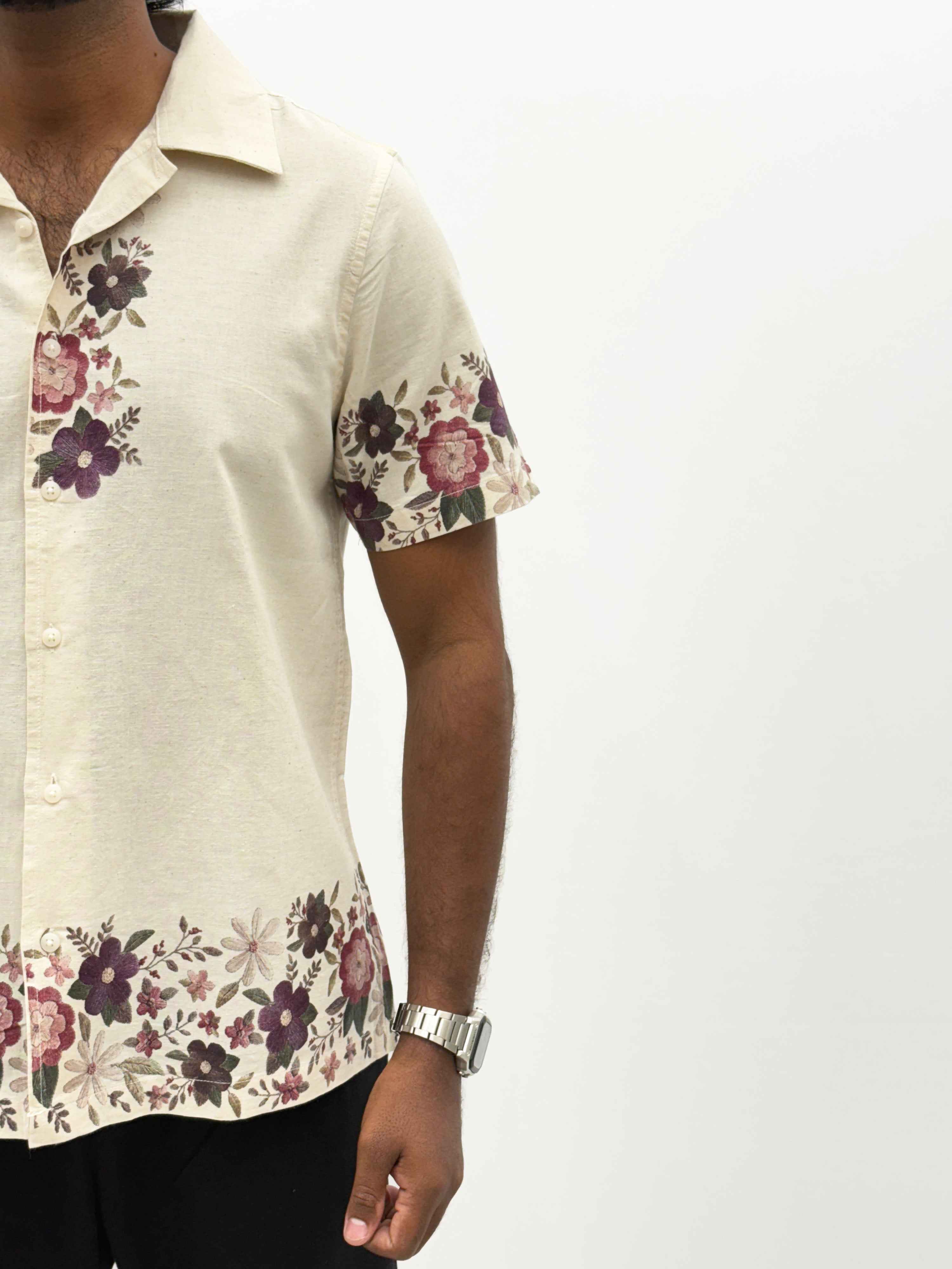 Beige Half Sleeve Printed Shirt 3