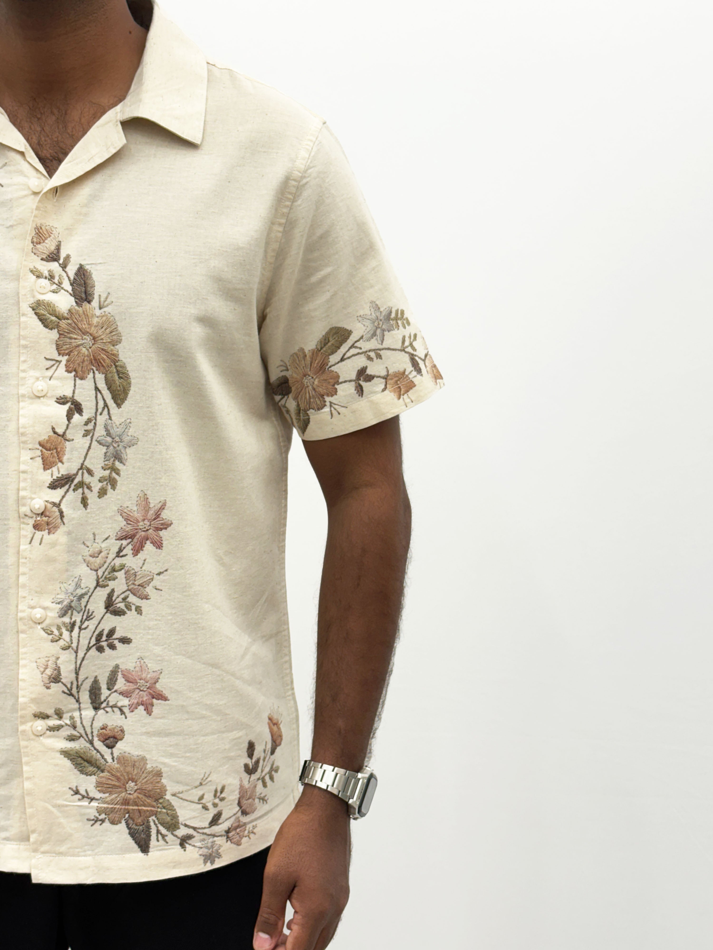 Beige Half Sleeve Printed Shirt 1