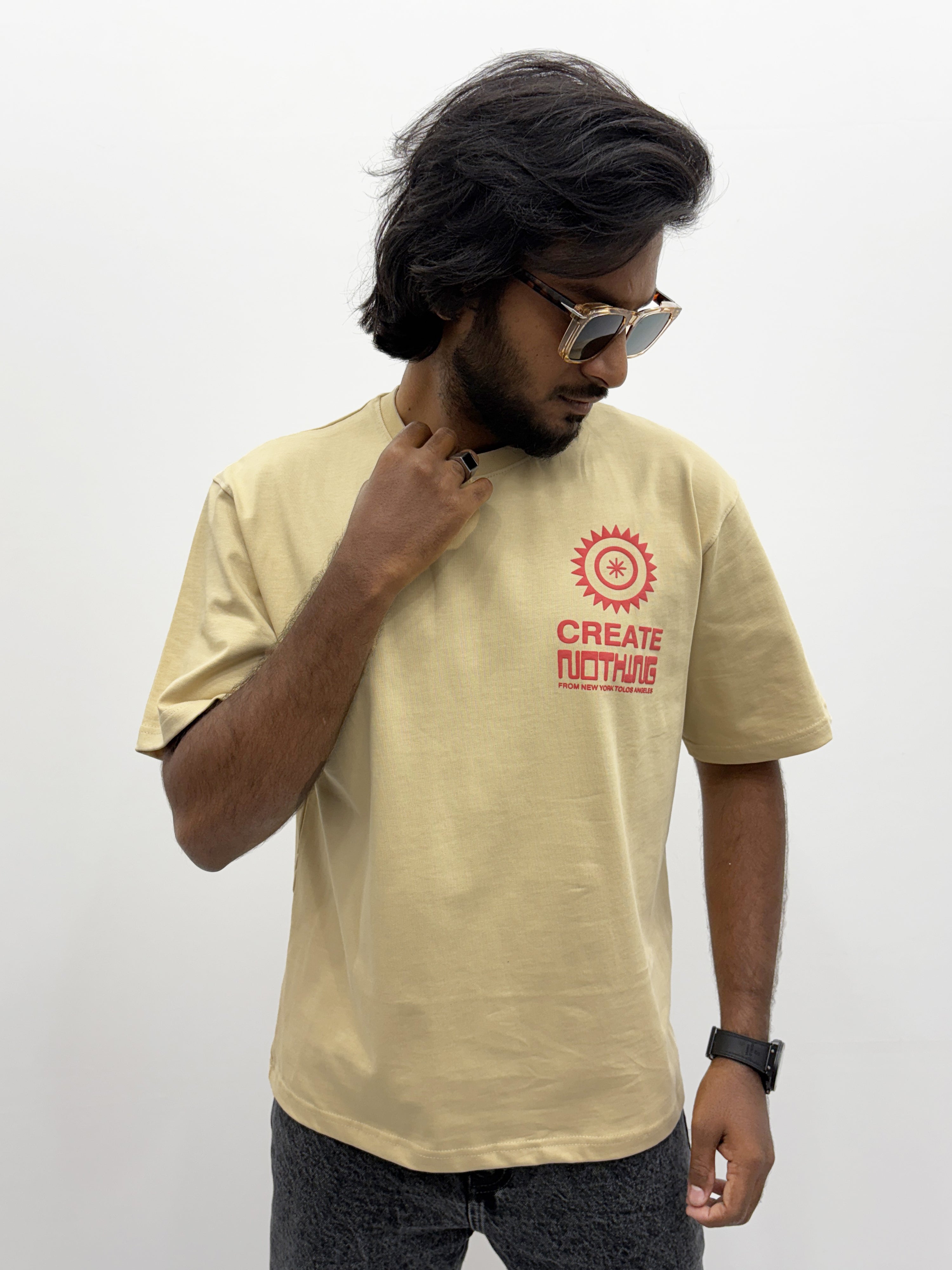 Beige BackPrint Oversize T-Shirt