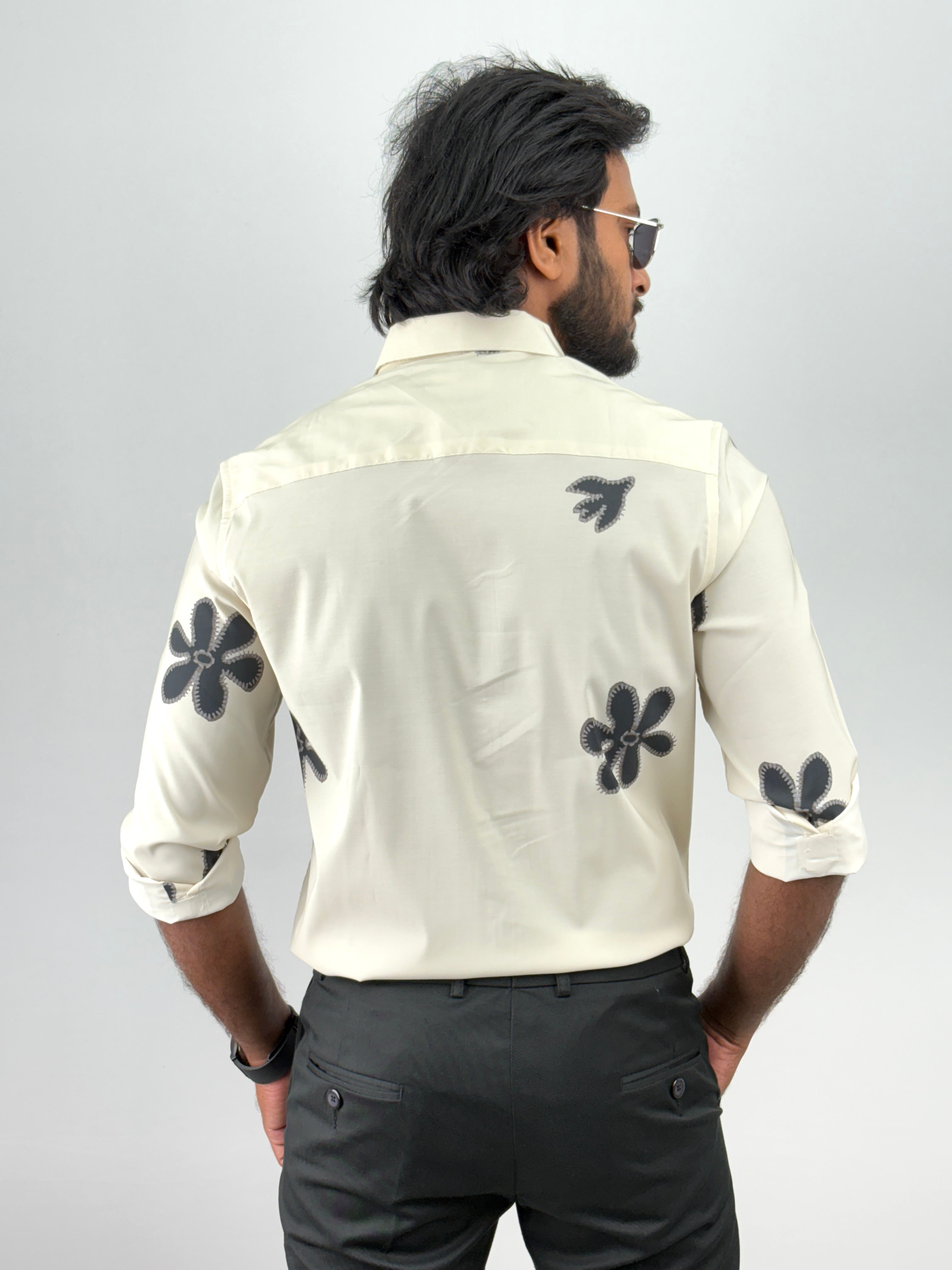 Beige Retro Printed Shirt