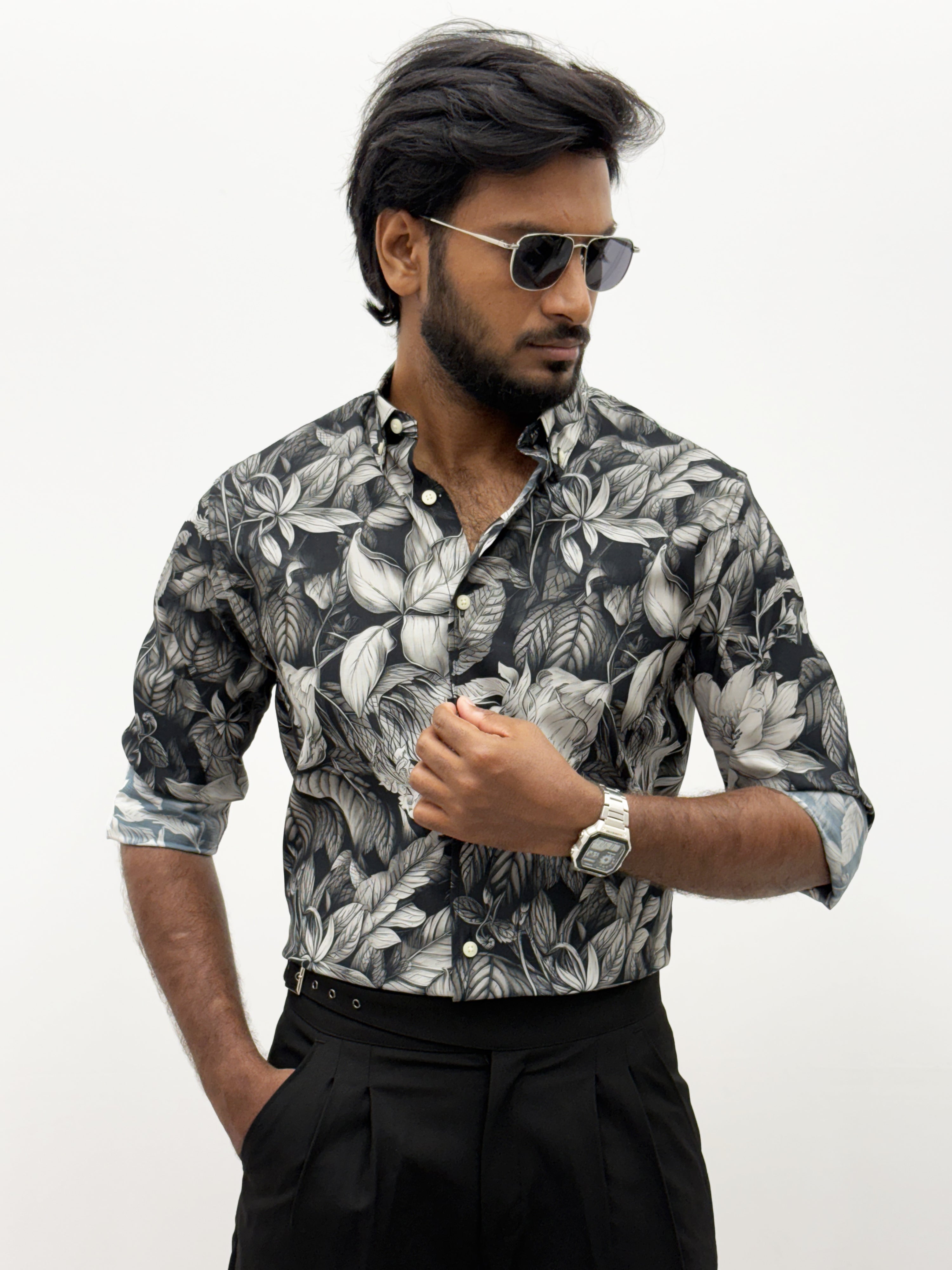 Black White IMP Retro Printed Shirt