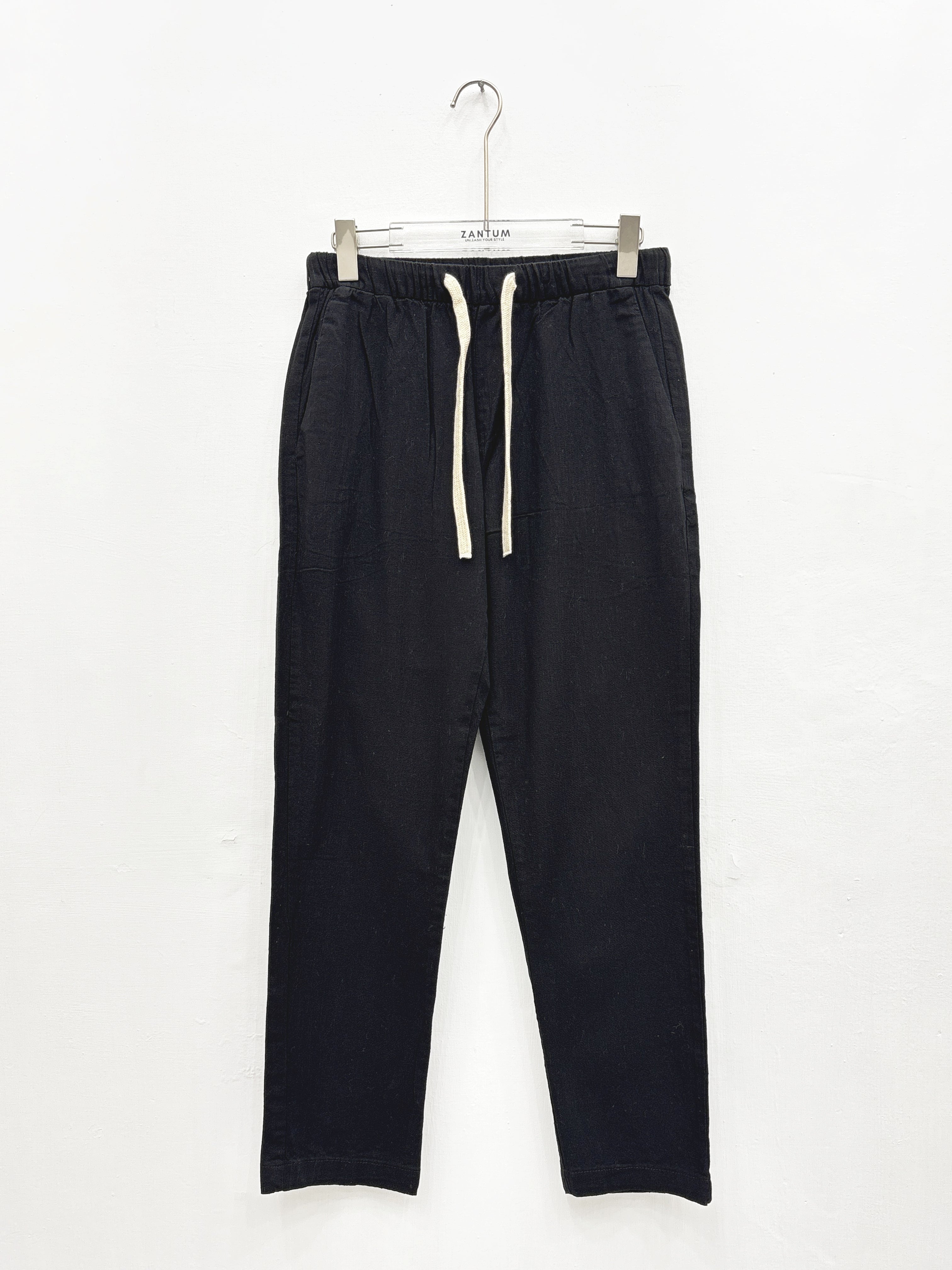 Black Relax Fit Linen Pants