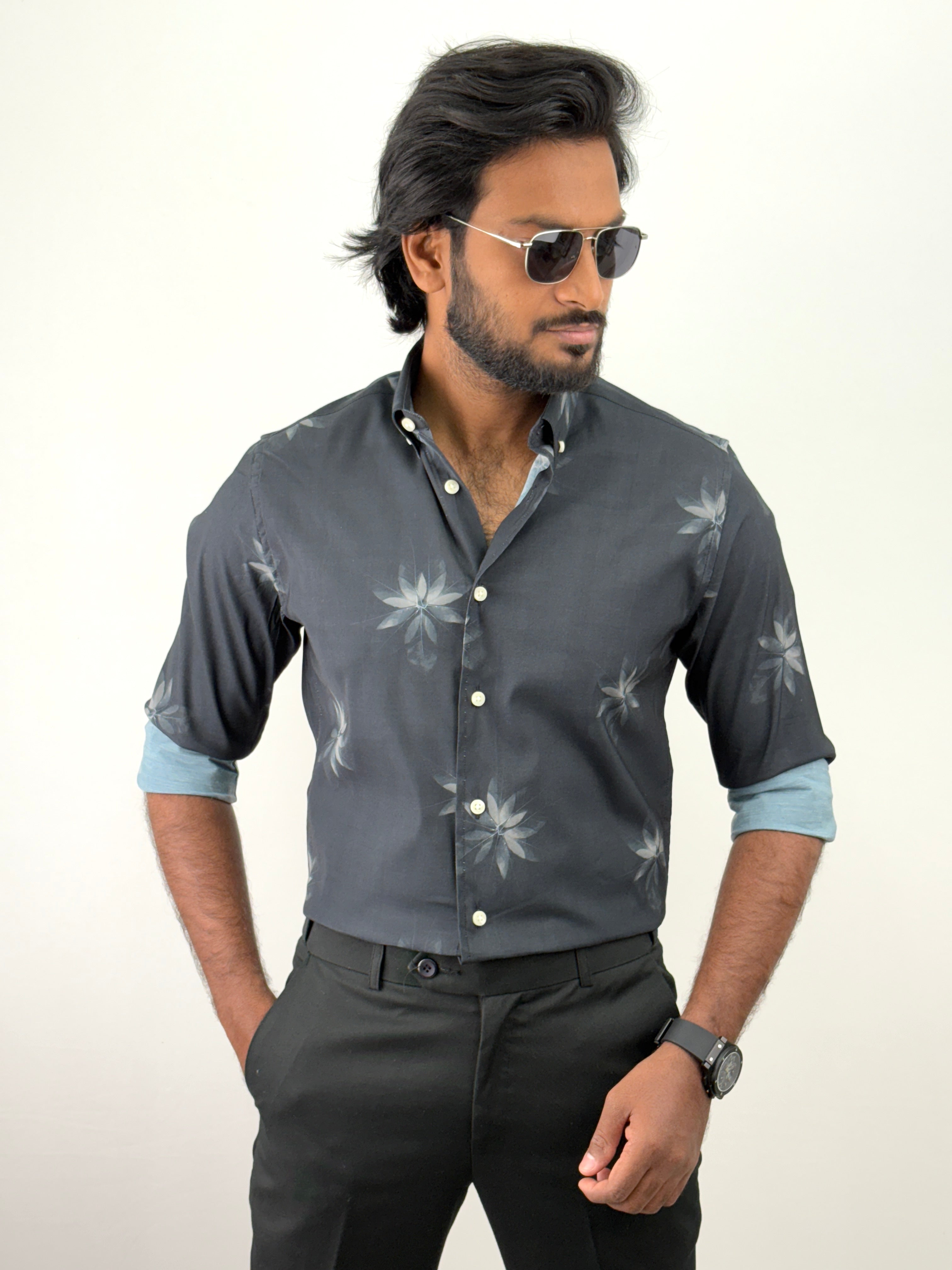 Black Retro Printed Shirt