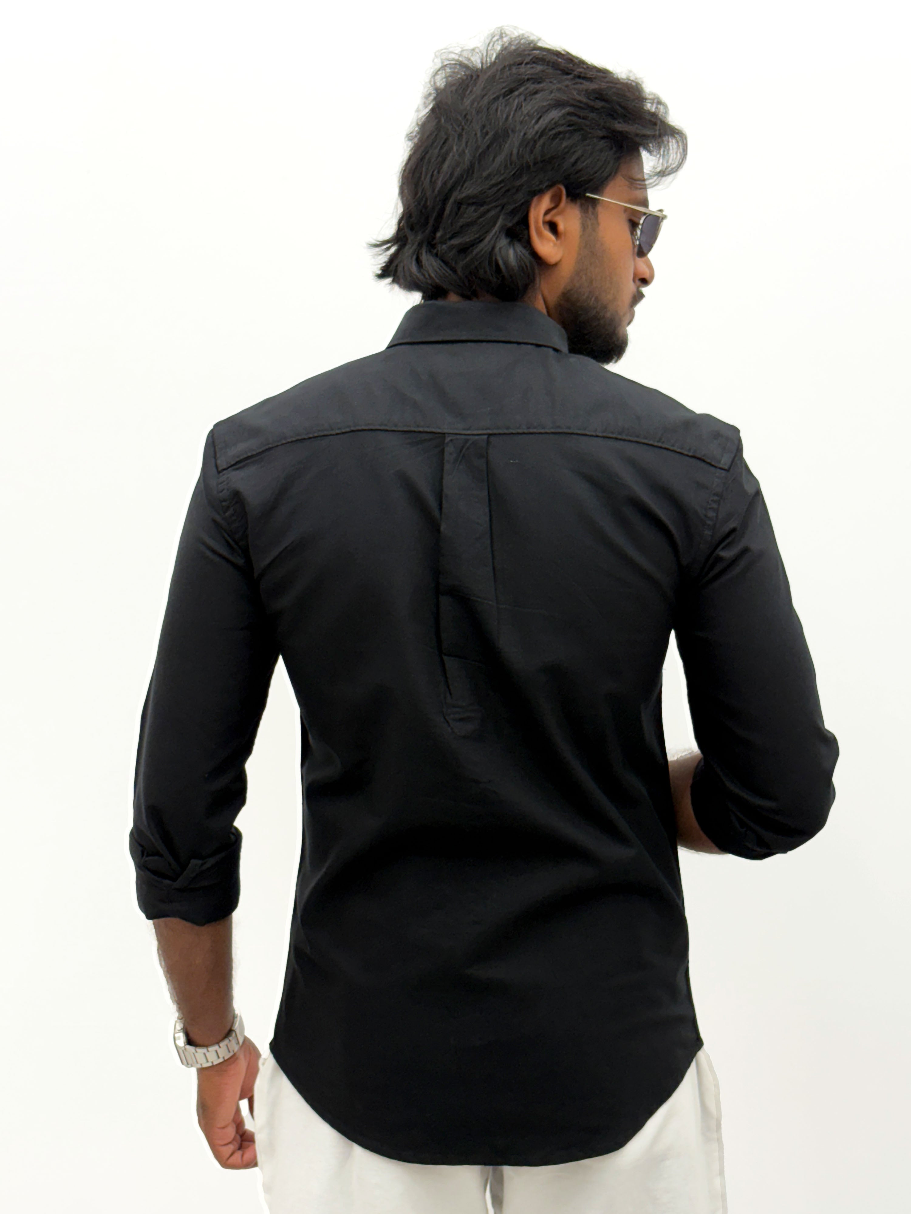 Black Plain Oxford Shirt