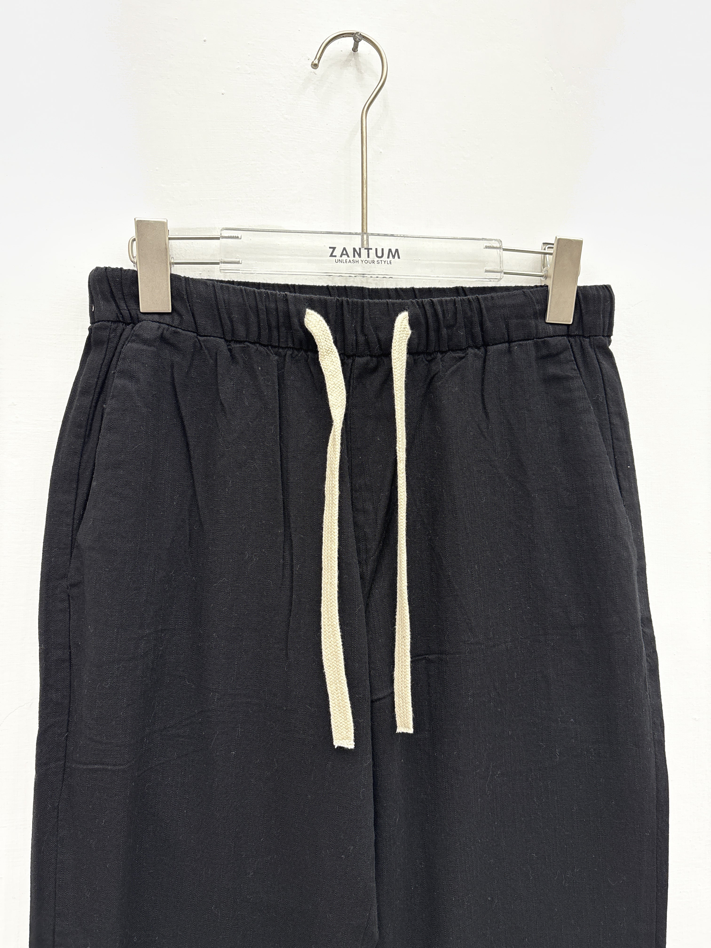 Black Relax Fit Linen Pants