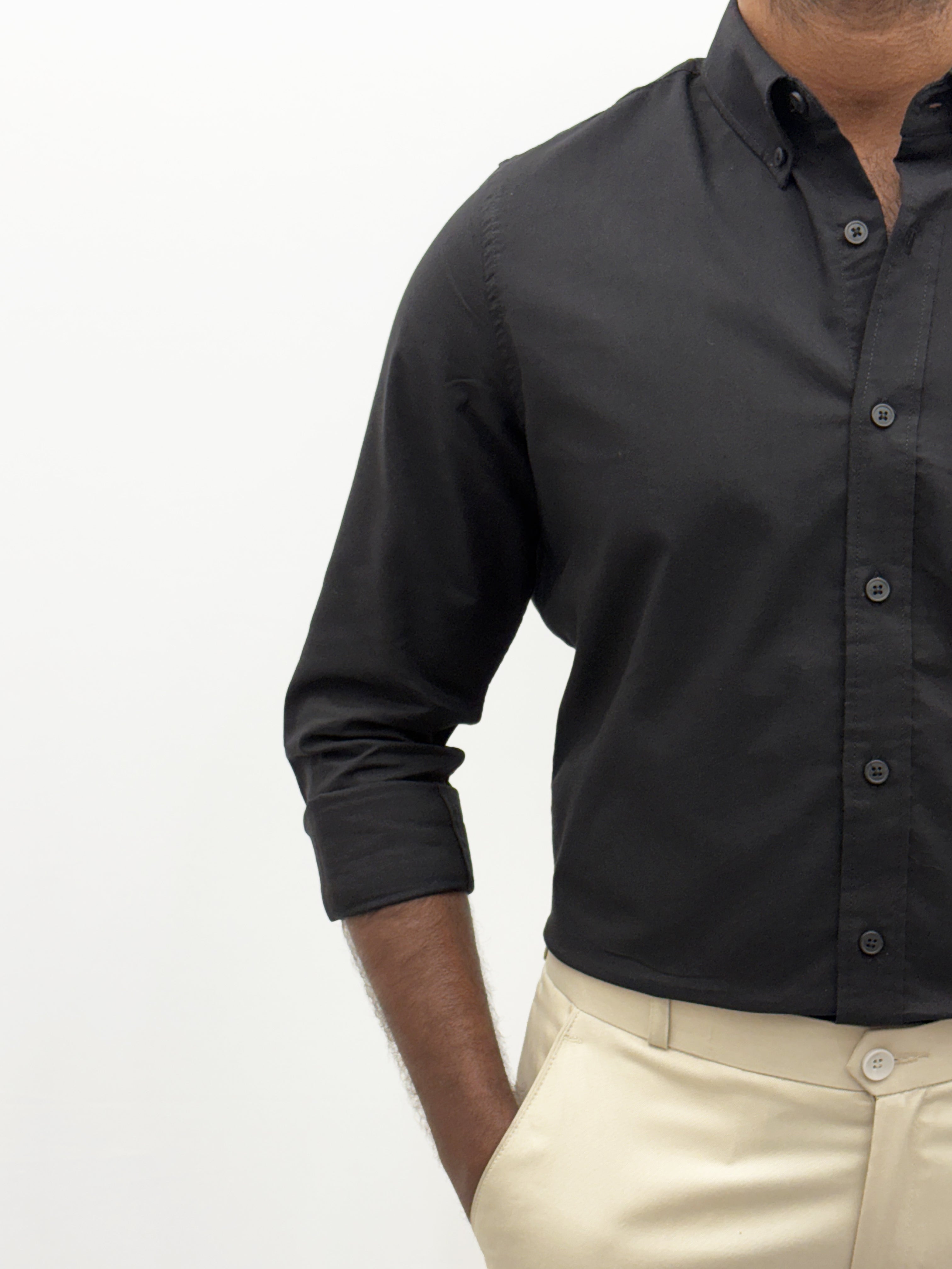 Black Plain Oxford Shirt