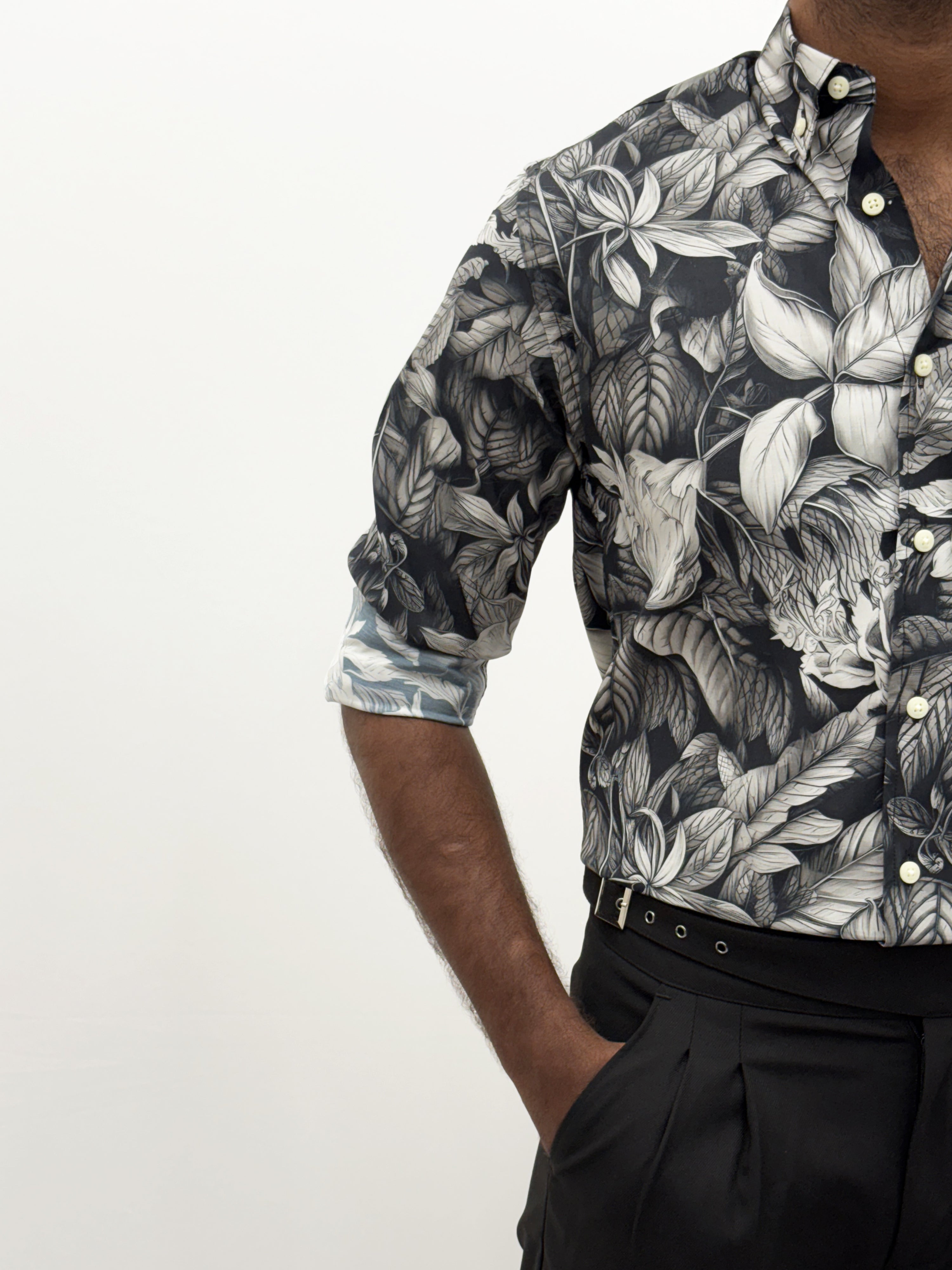 Black White IMP Retro Printed Shirt