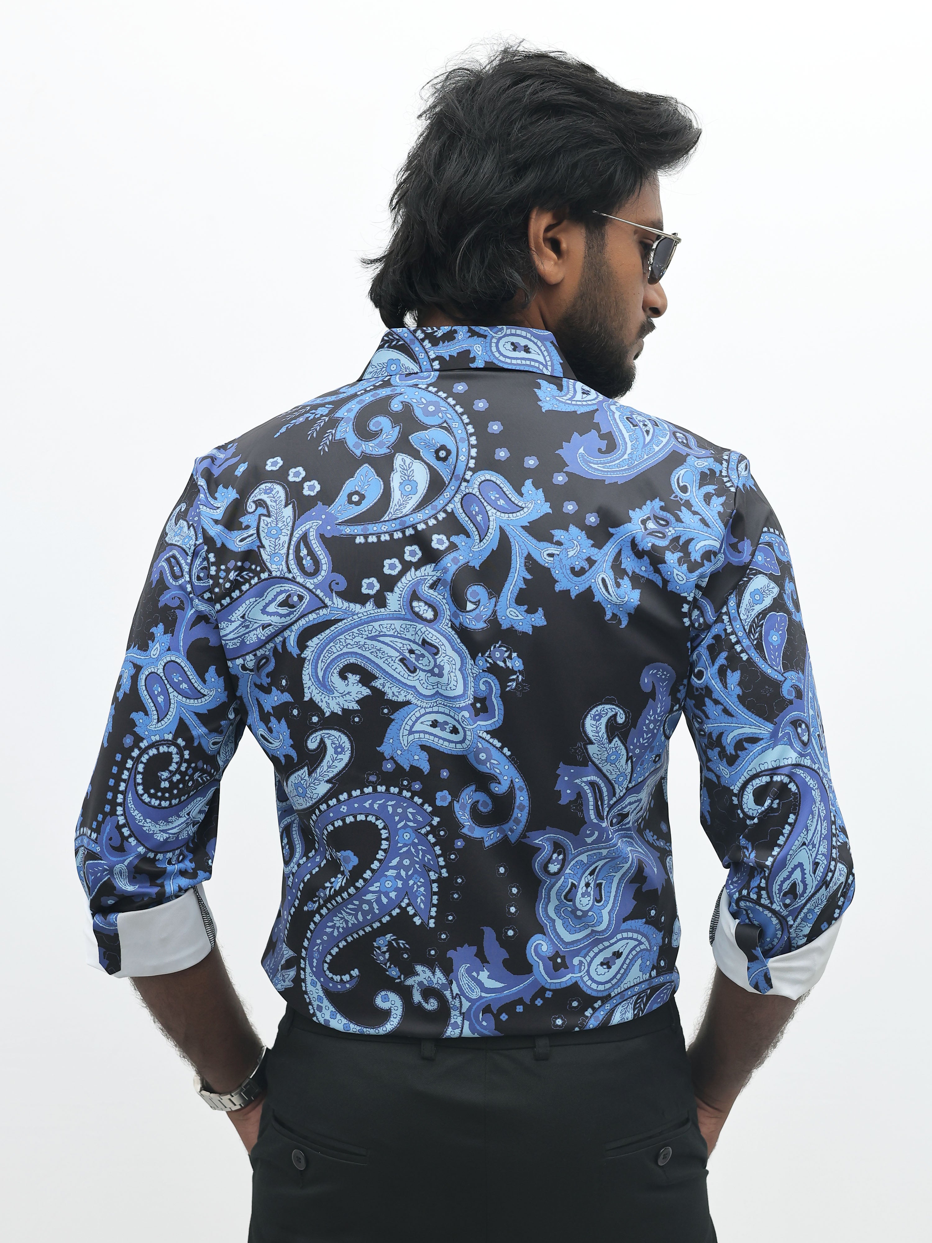Black Blue IMP Designer Stone Work Shirt