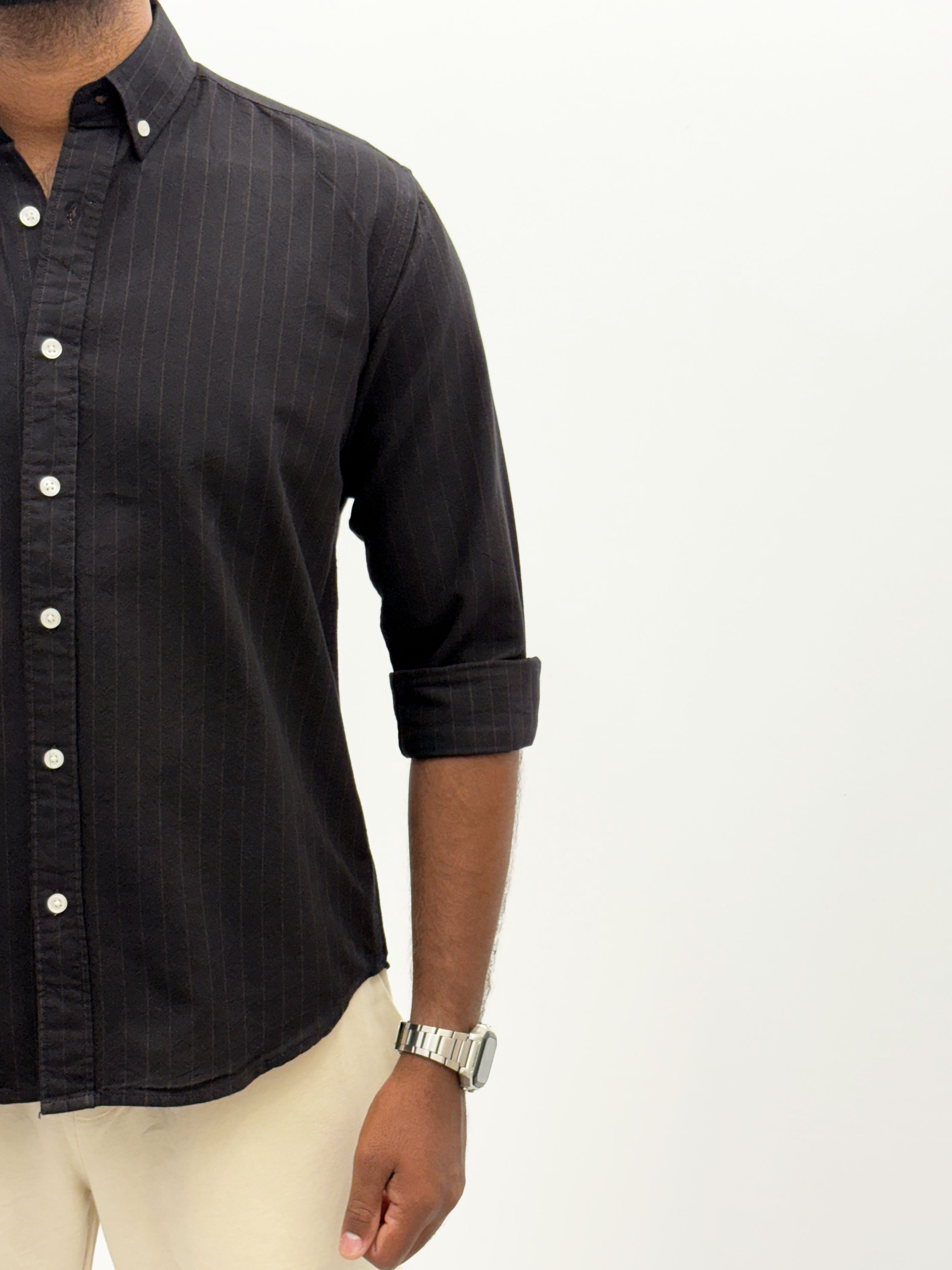 Black Brown Oxford Stripe Shirt