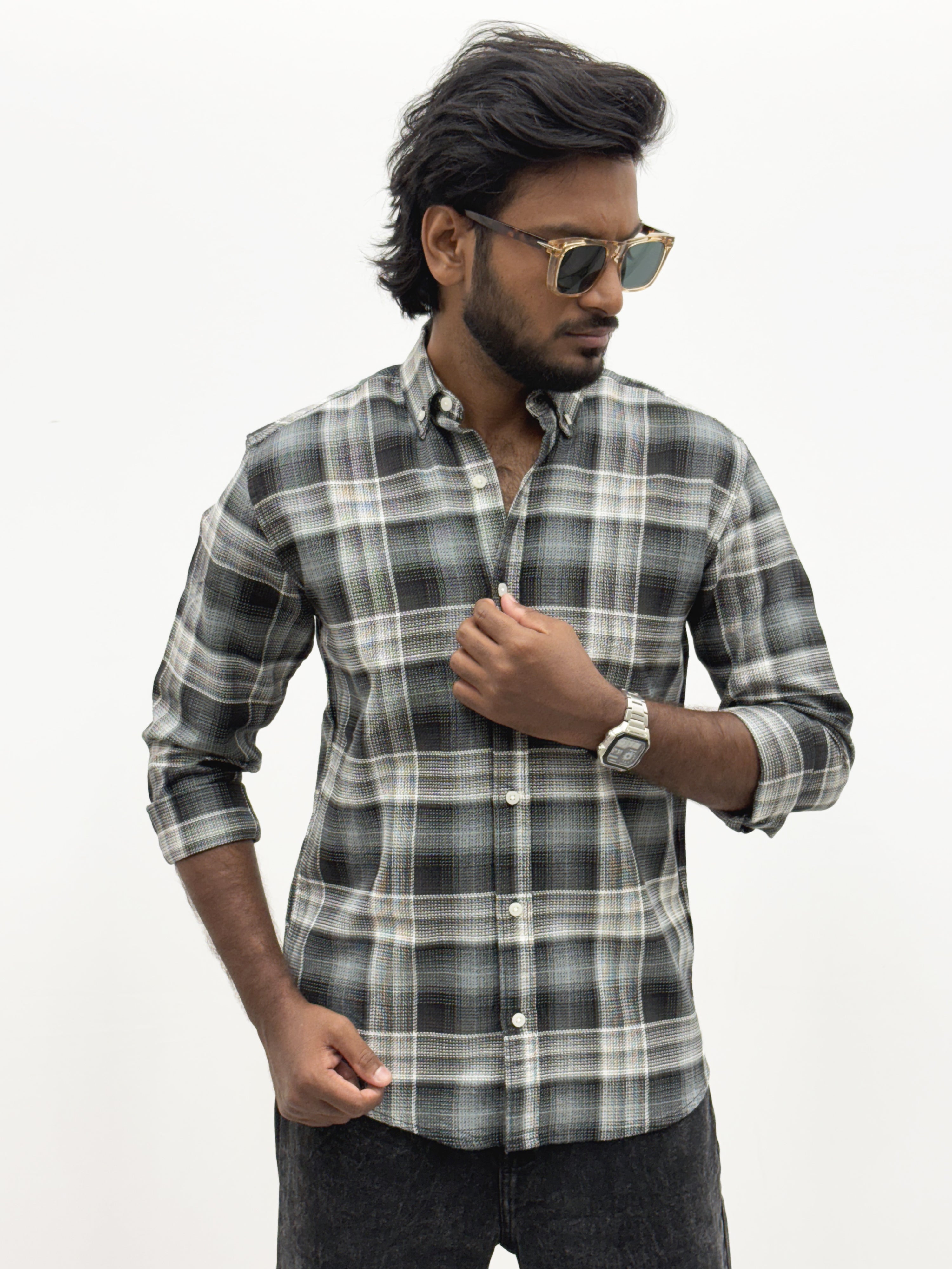 Black Green Flannel Shirt