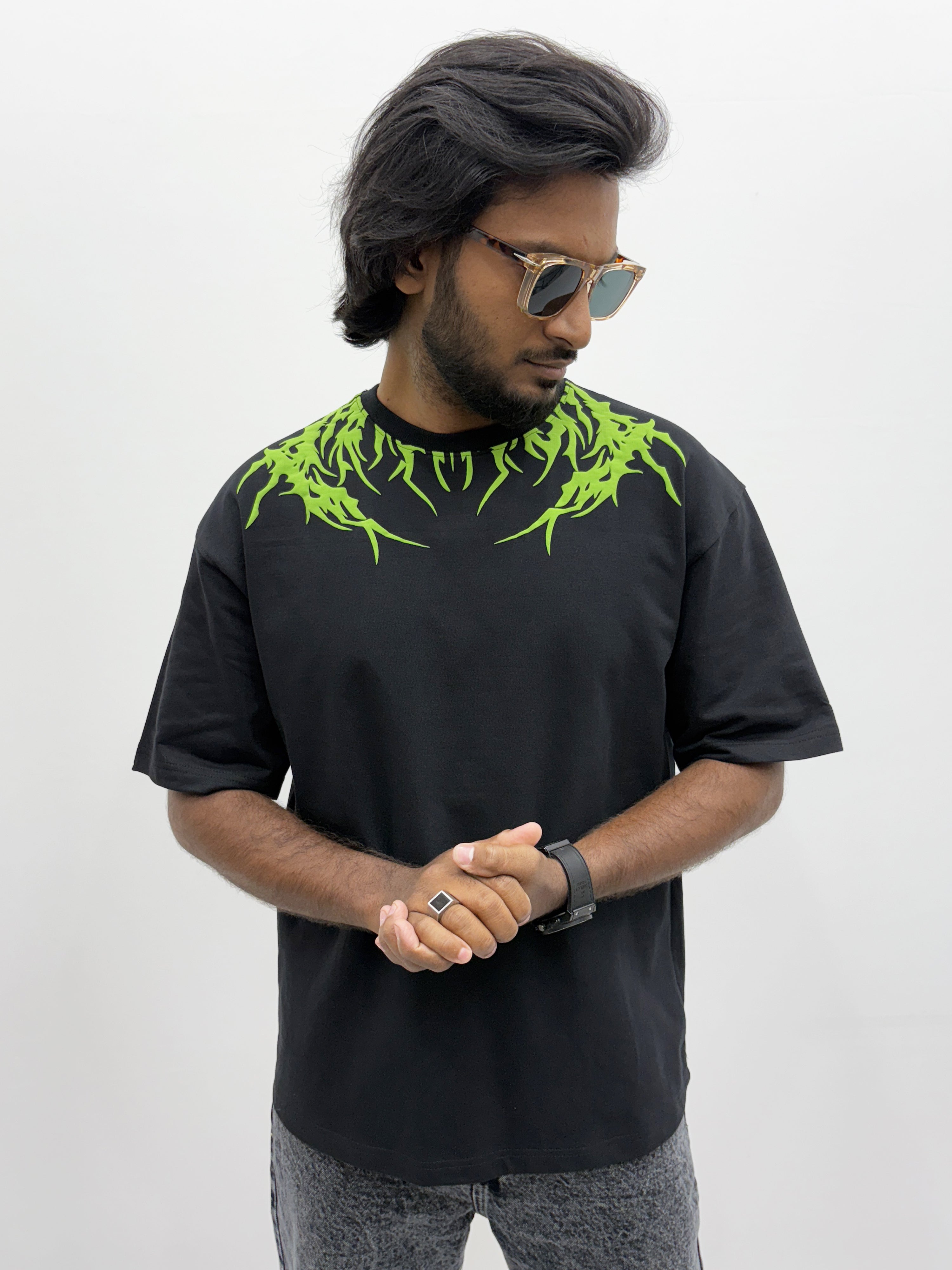Black Green BackPrint Oversize T-Shirt