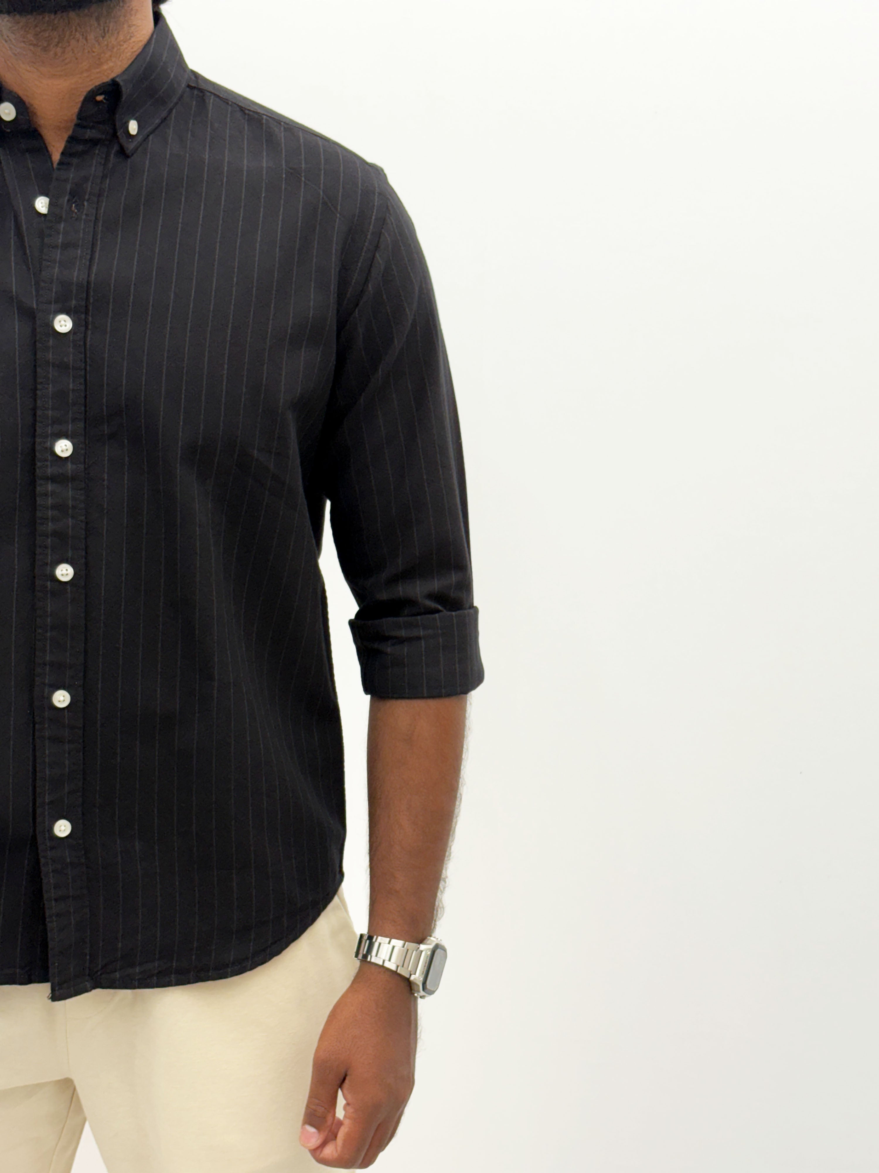 Black Grey Oxford Stripe Shirt