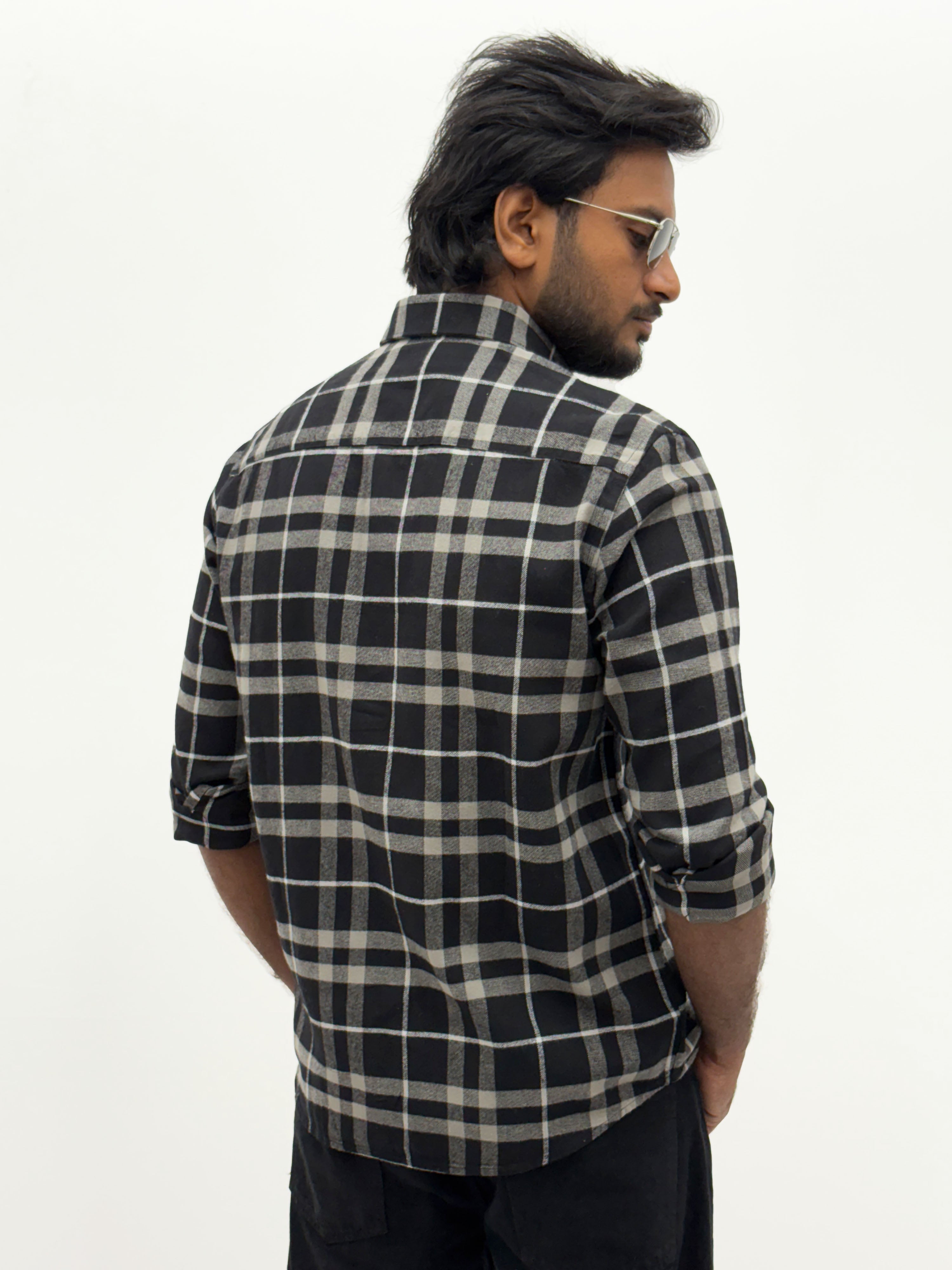 Black Grey Flannel Shirt