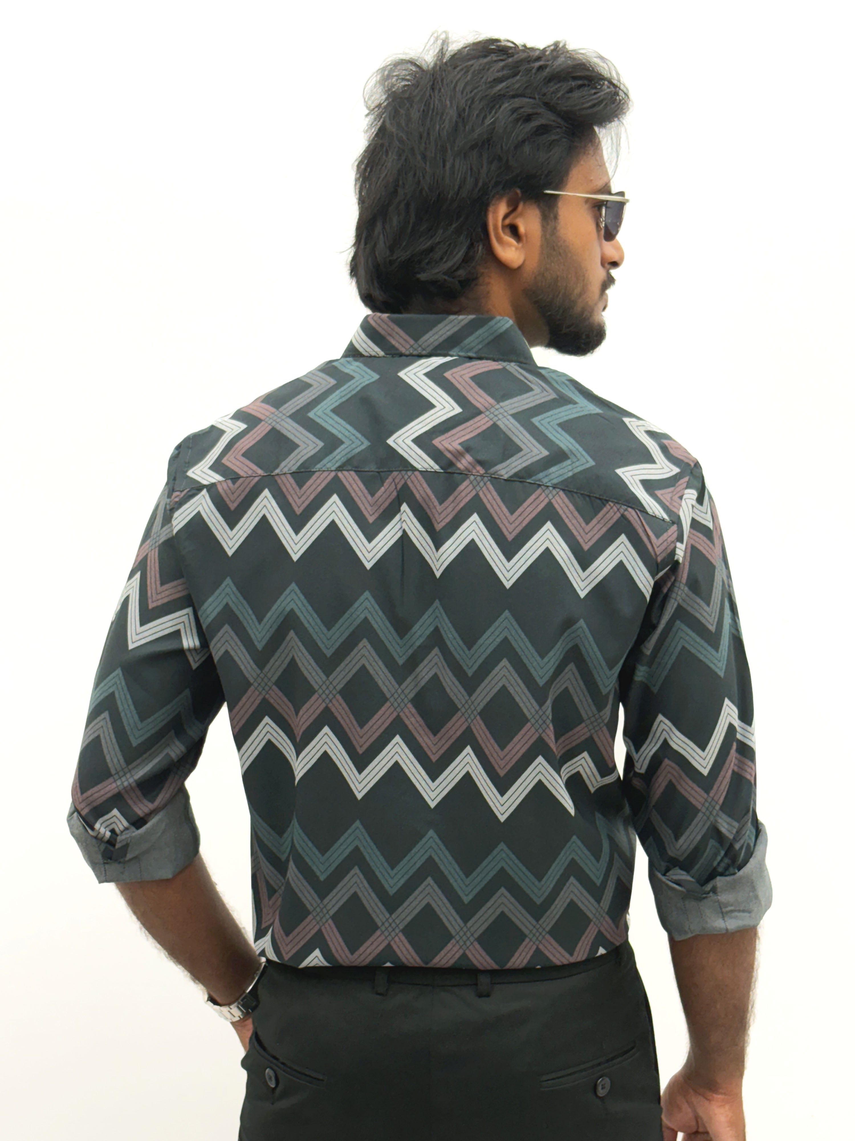 Black Green IMP Printed Shirt