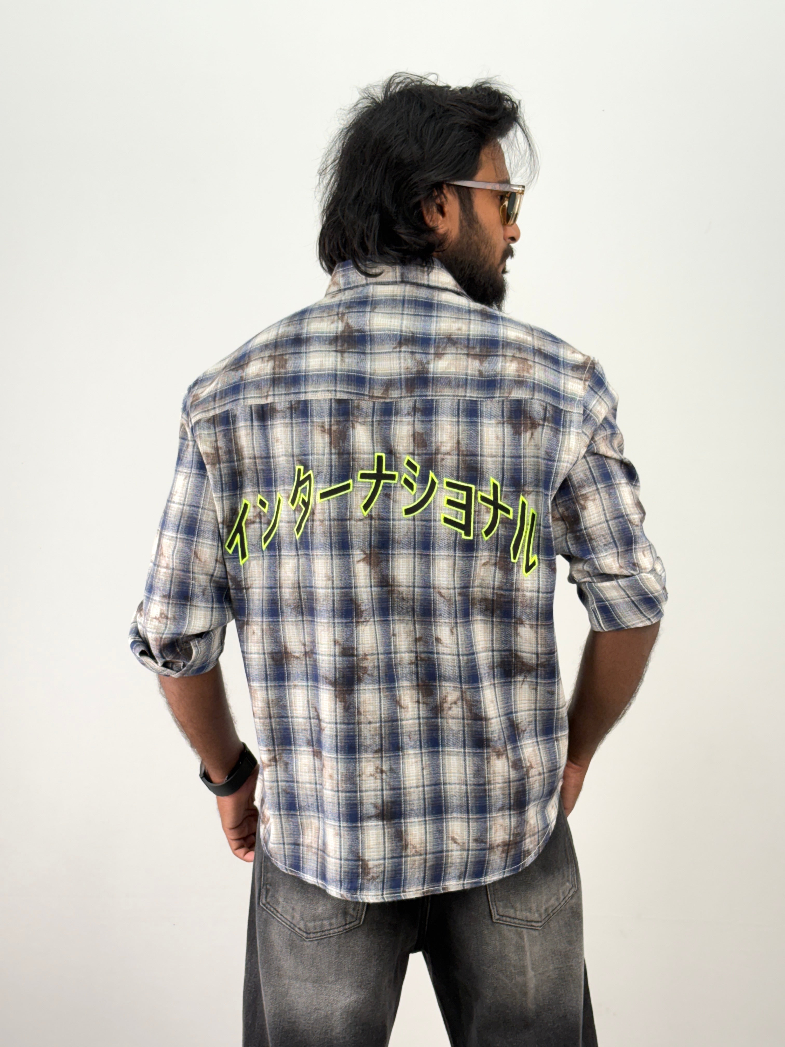 Blue Acid Wash Flannel Shirt