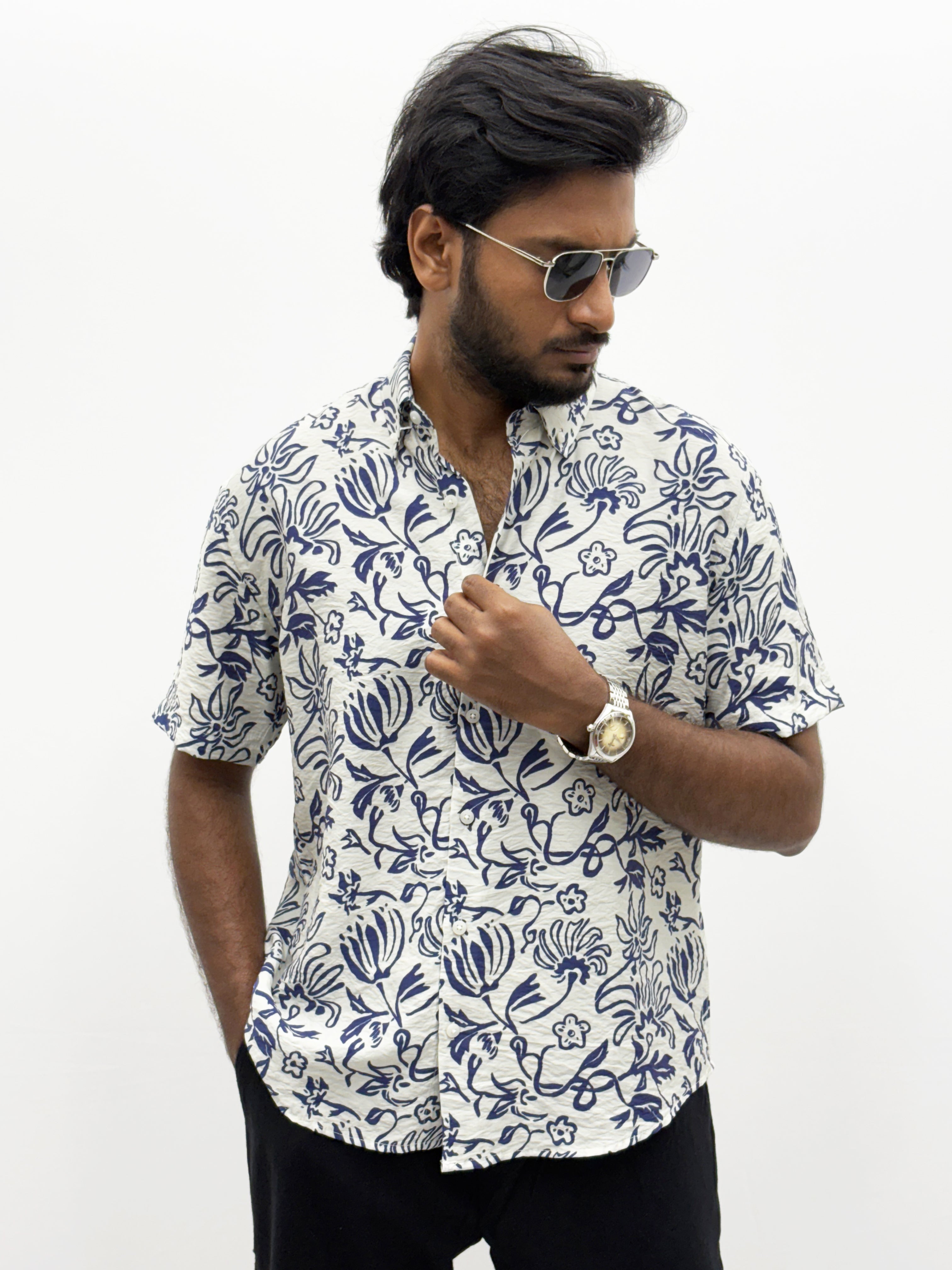 Blue IMP Printed Half Sleeve Shirt