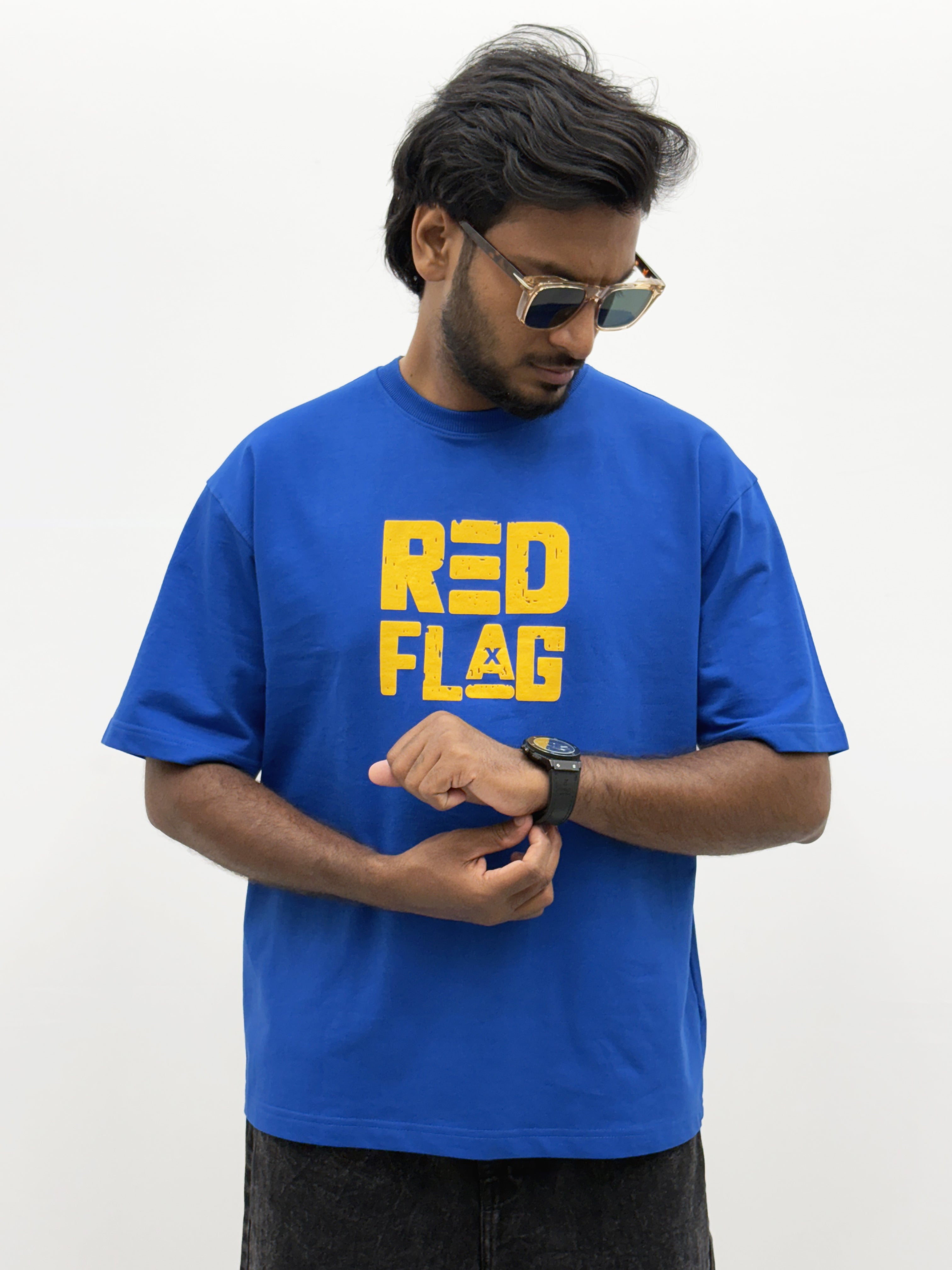 Blue Oversize Back Print  T-Shirt